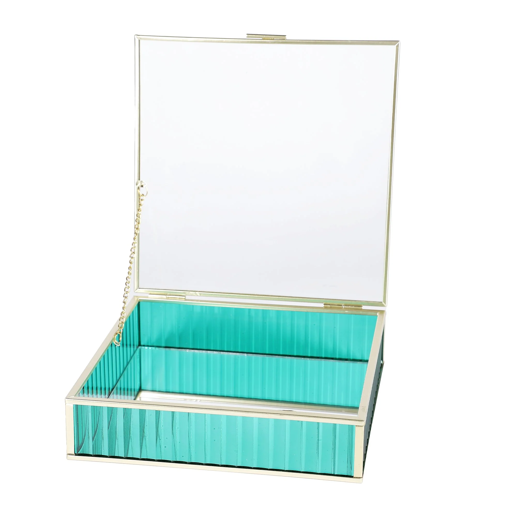 Boîte à bijoux en verre dorée - Image 2