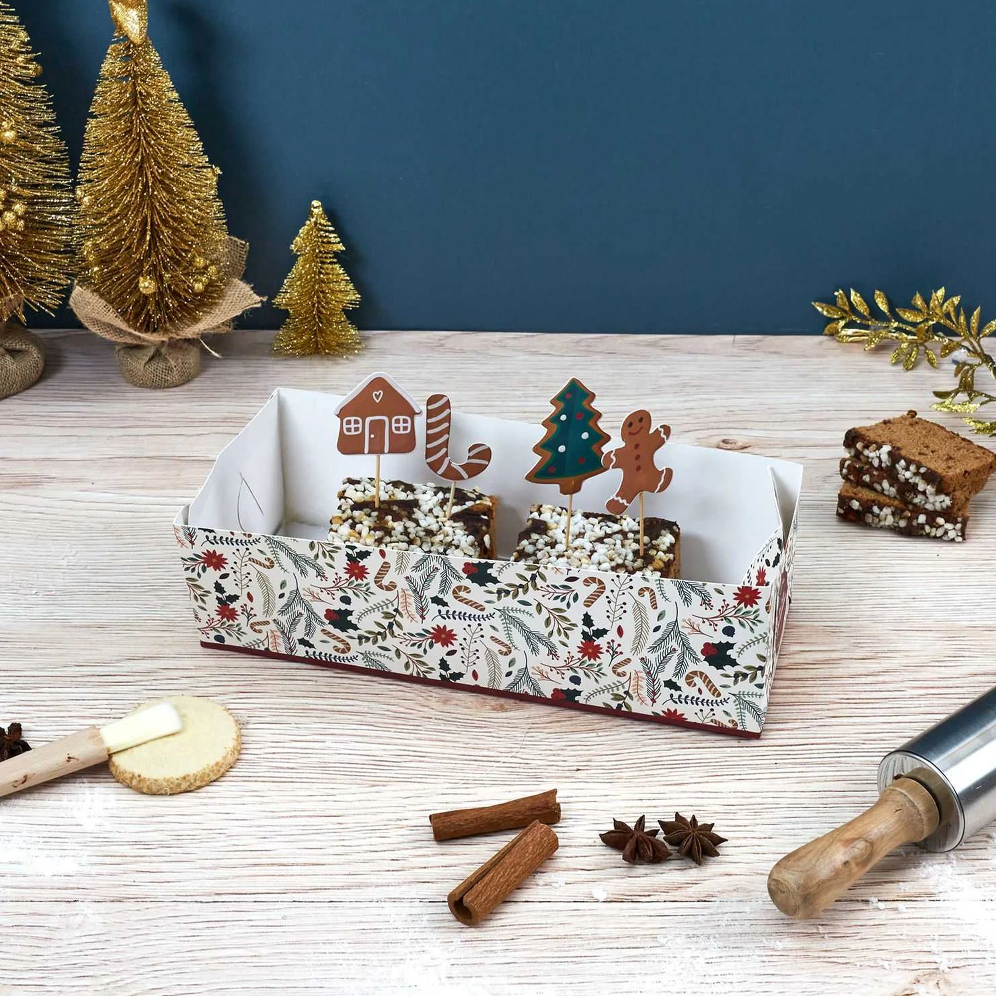 Boîte à buche carton avec semelle et 4 piques deco - Image 4