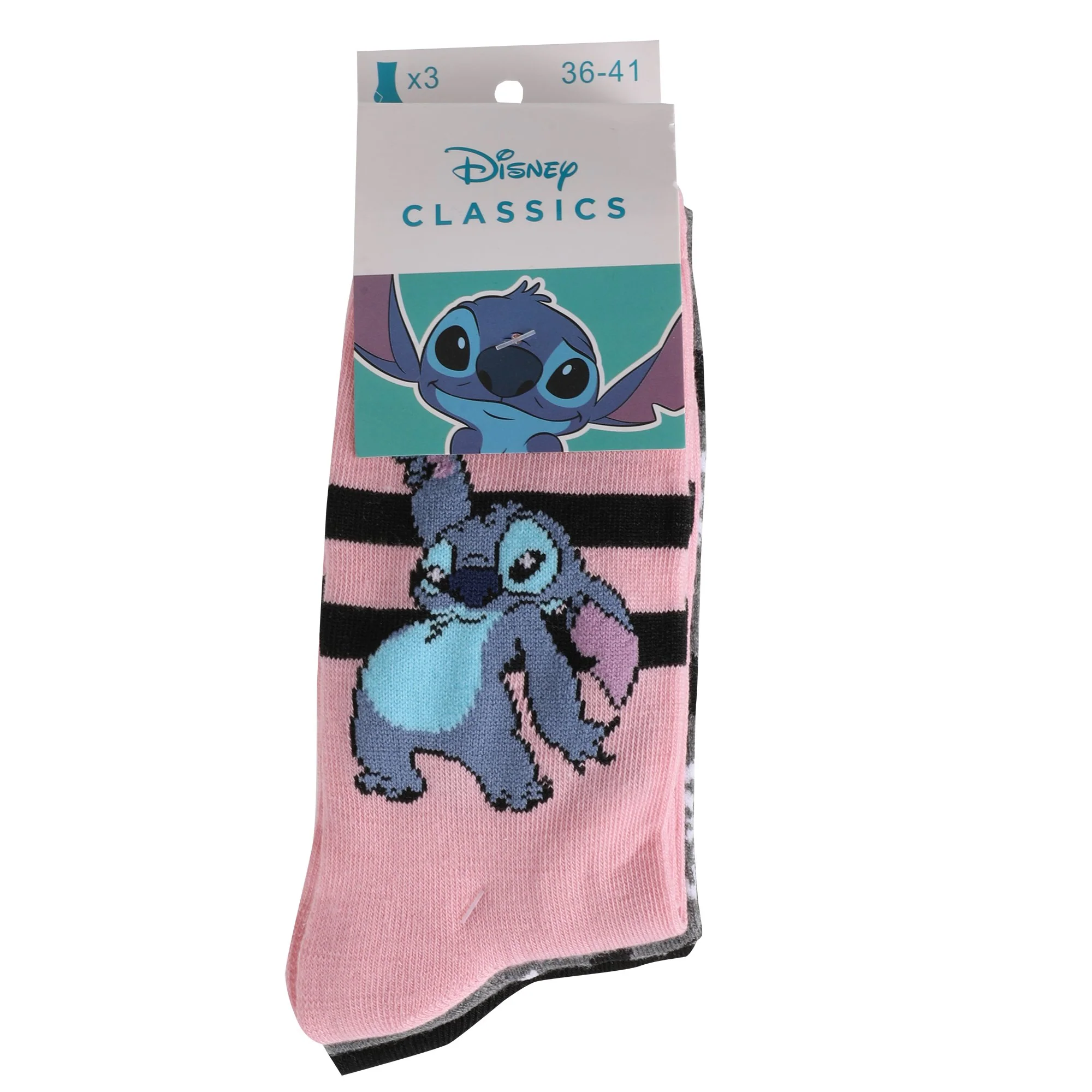 Boîte cadeau 3 paires de chaussettes Stitch ou Minnie  - Bleu - Image 3