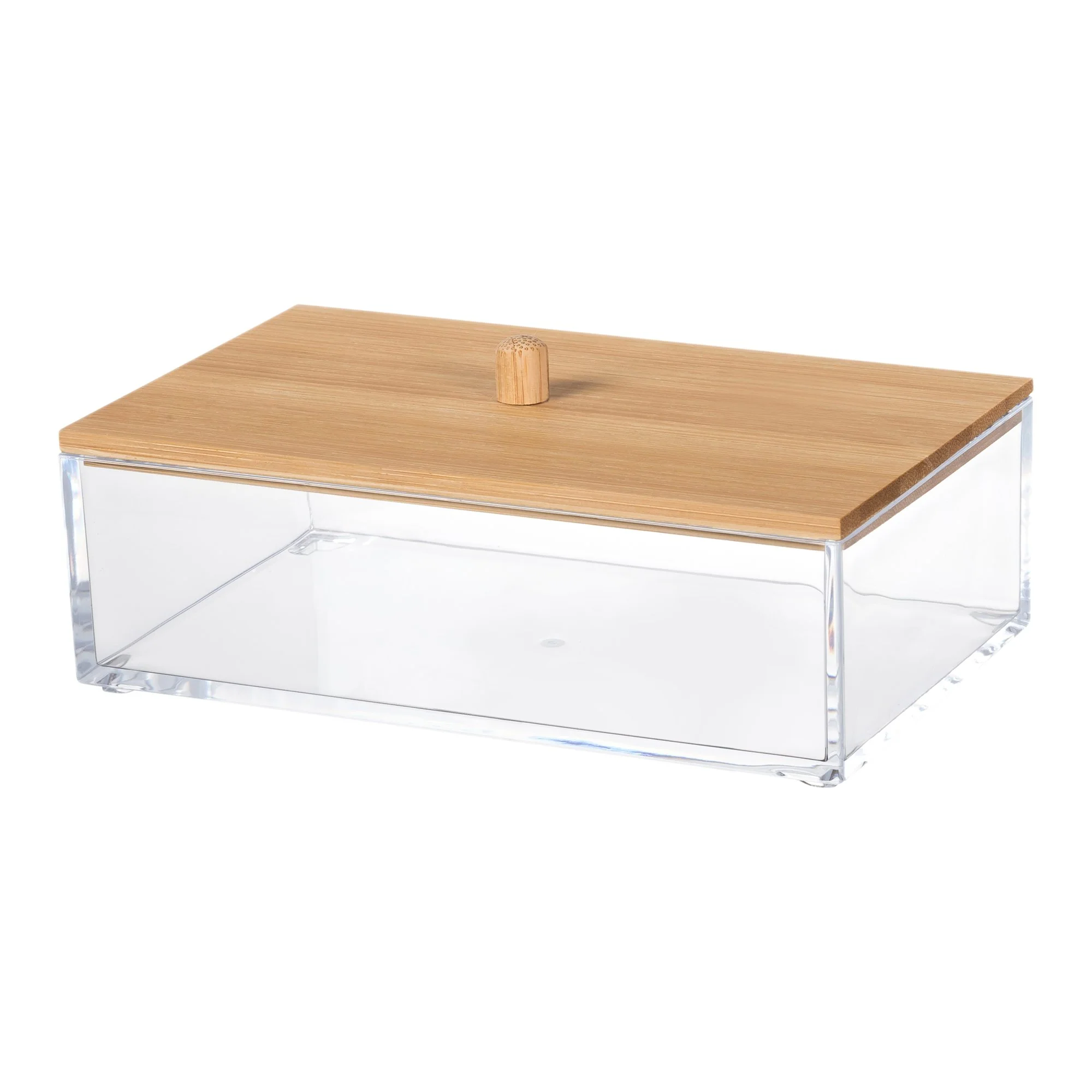 Boîte de rangement rectangle avec couvercle en bambou