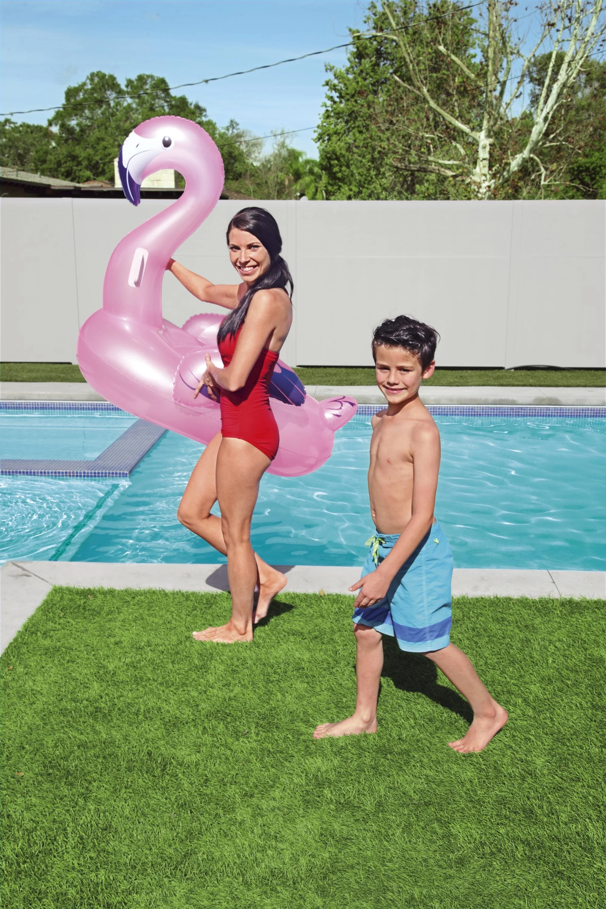 Bouée gonflable flamant rose XL - Image 5