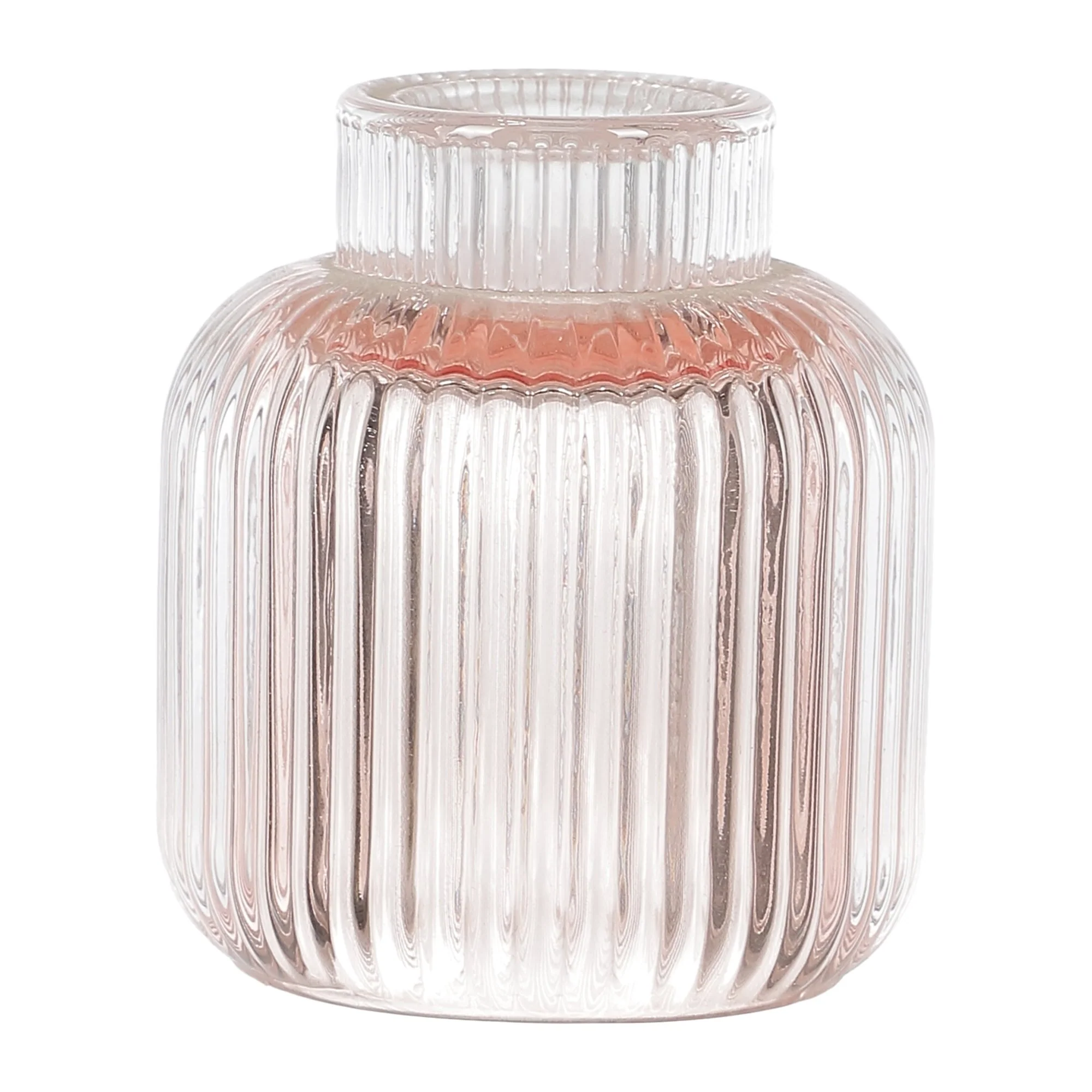 Bougeoir en verre  - Rose