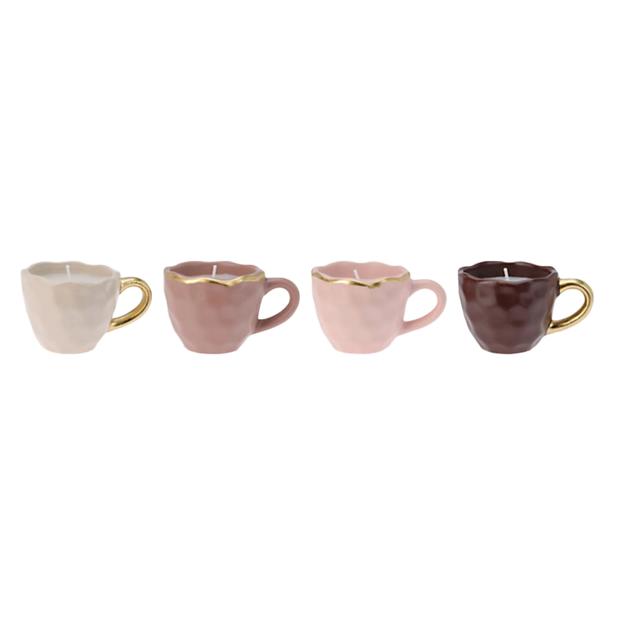 Bougie tasse en céramique avec bord et poignée dorés - Image 2
