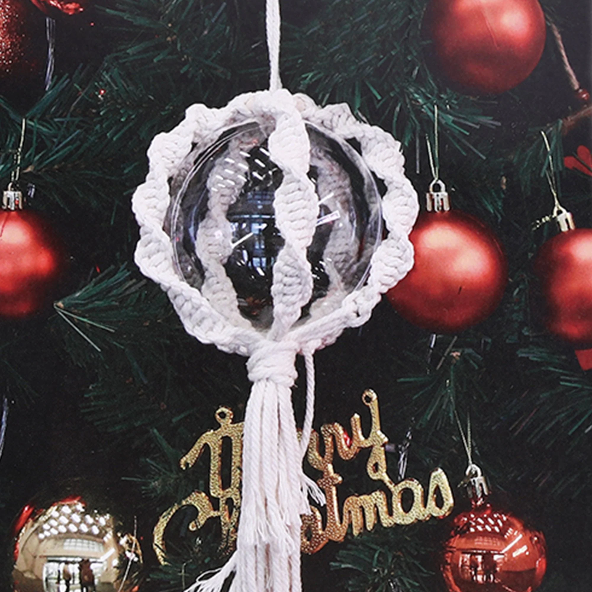 Boule de Noël macramé  - Gris