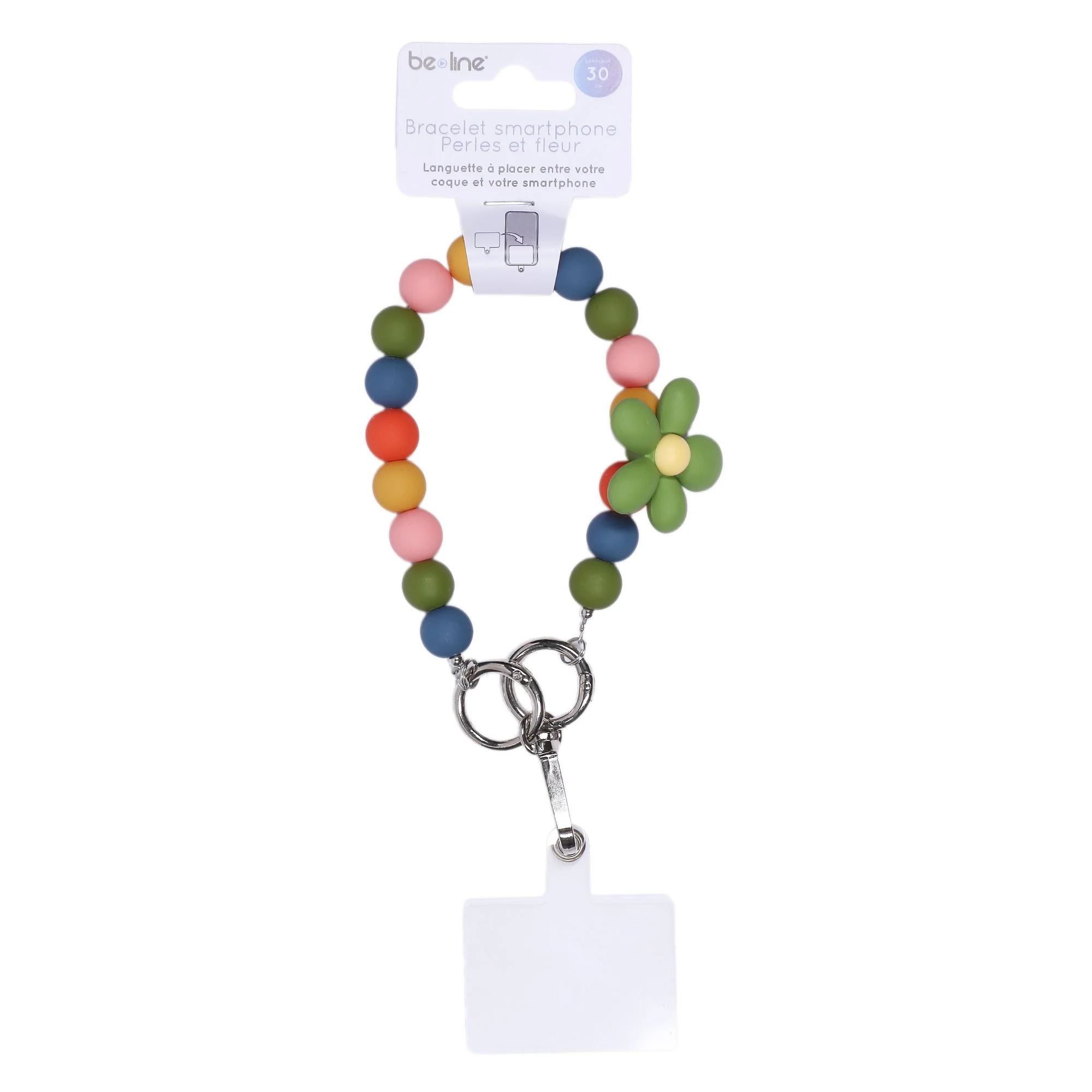 Bracelet pour téléphone perles et fleur