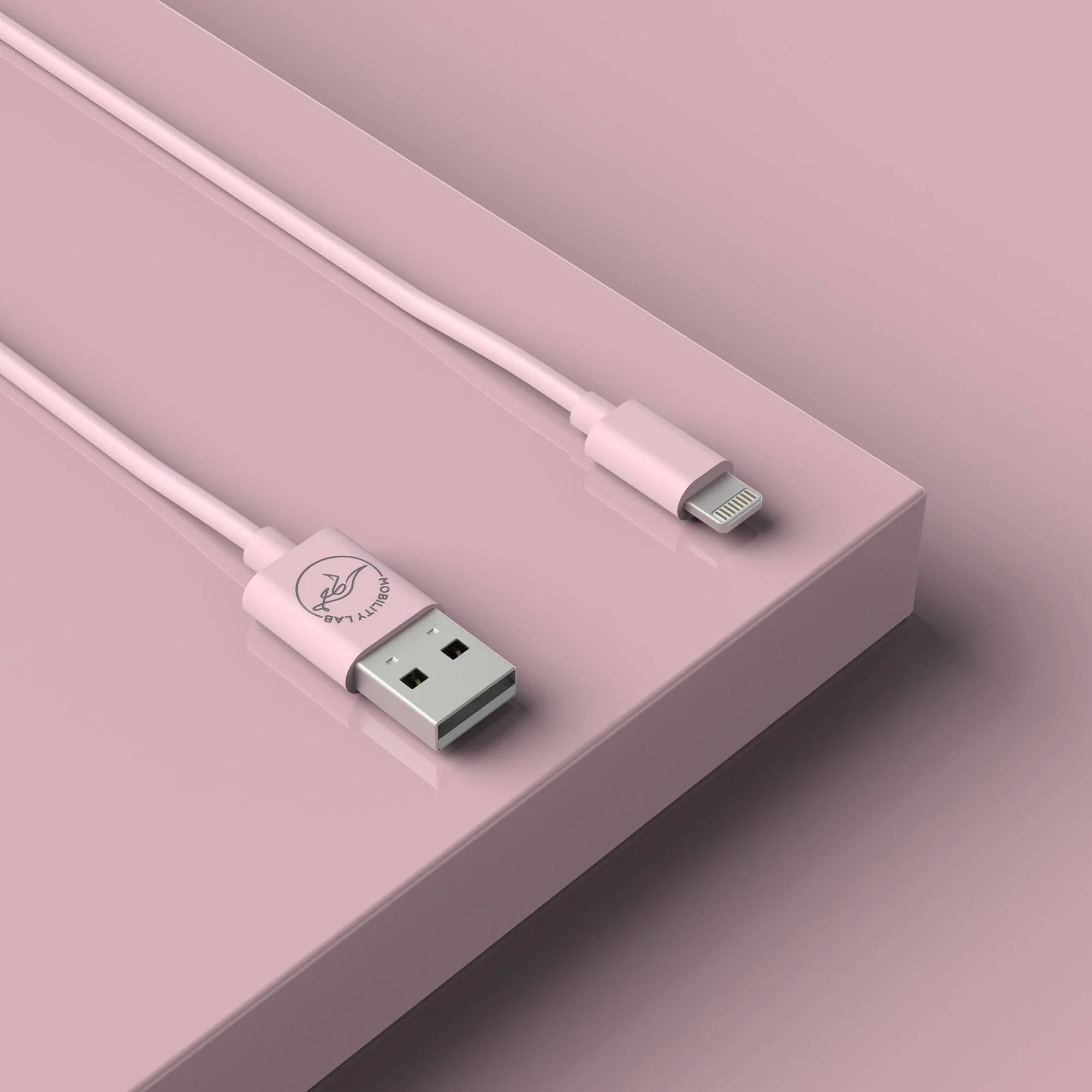 Cable de charge USB Type A vers Lightning rose pastel 1m - Image 3