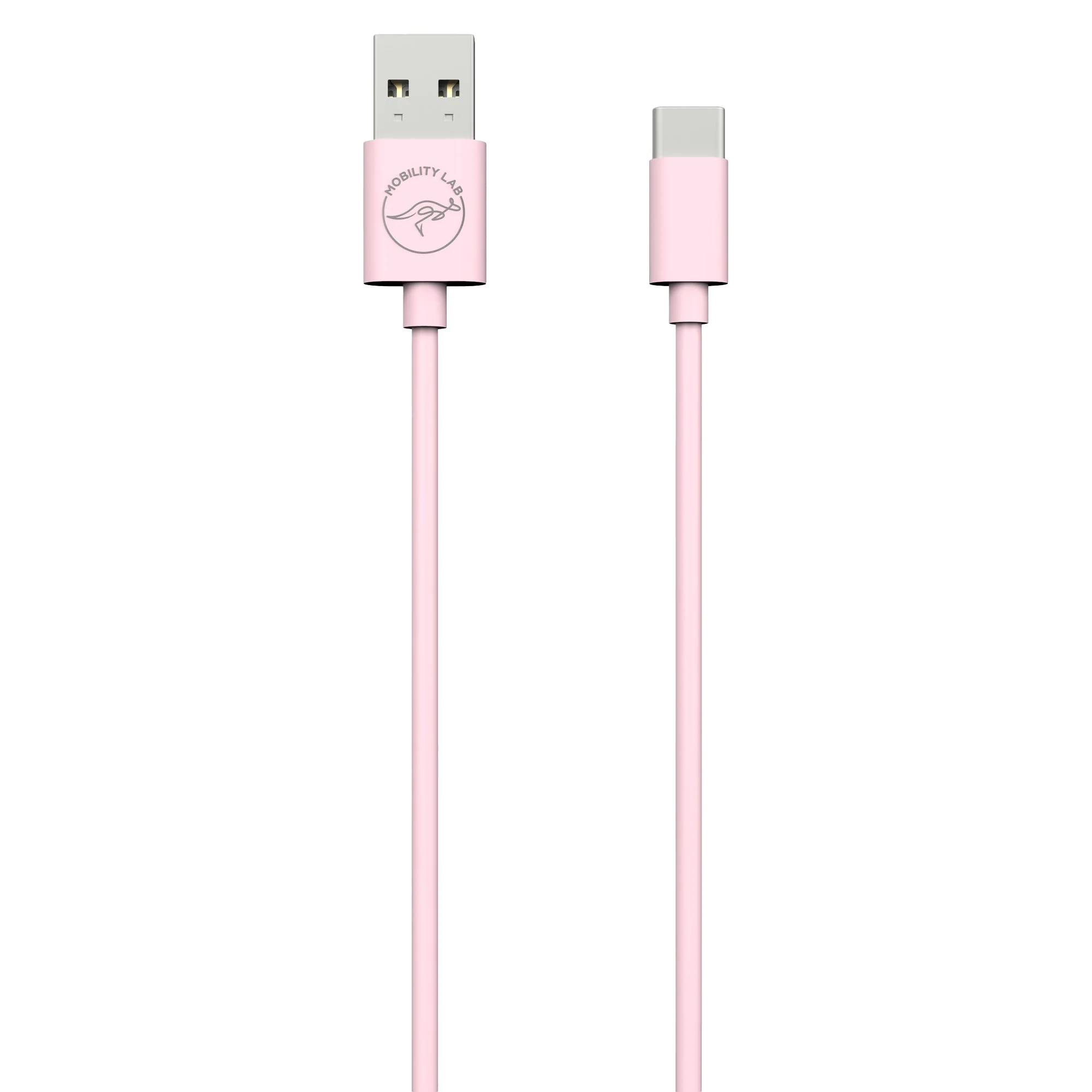 Cable de recharge USB Type A vers USB Type C rose pastel 1m