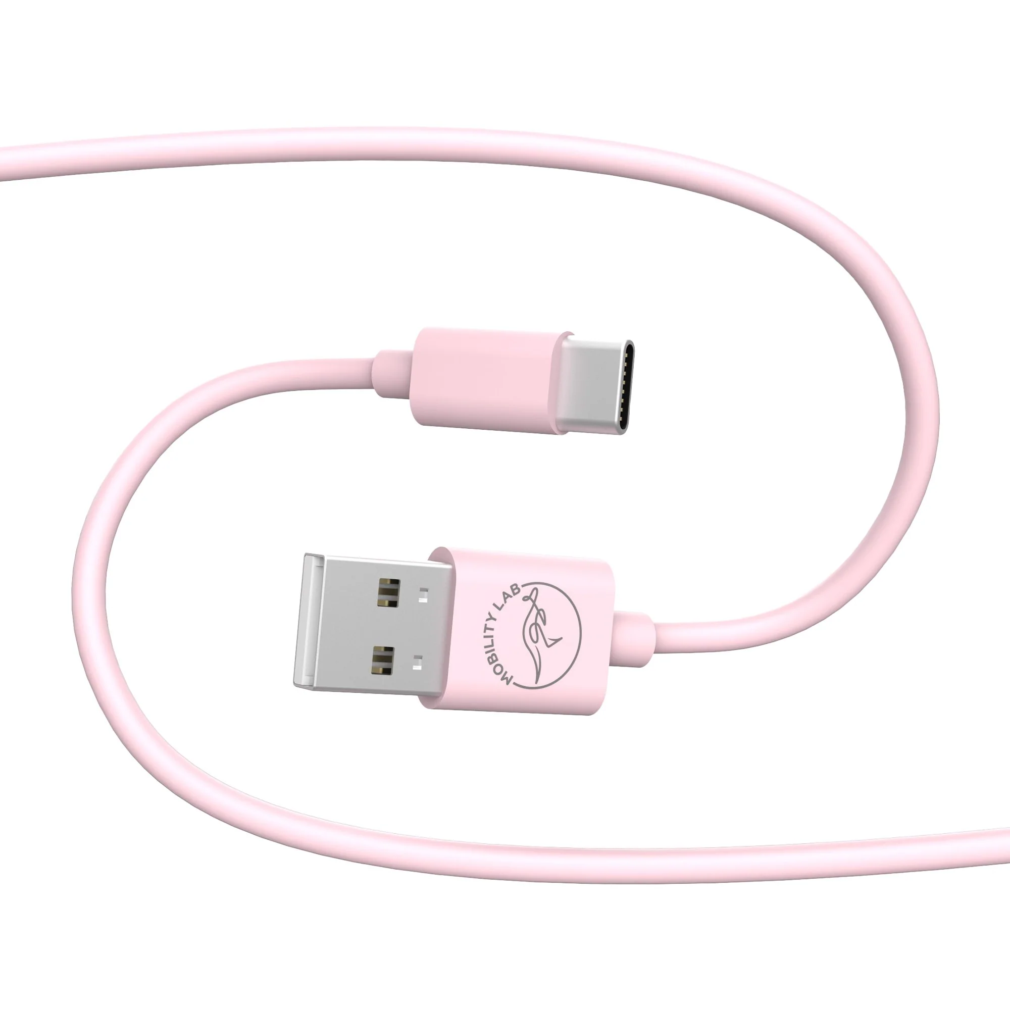 Cable de recharge USB Type A vers USB Type C rose pastel 1m - Image 2