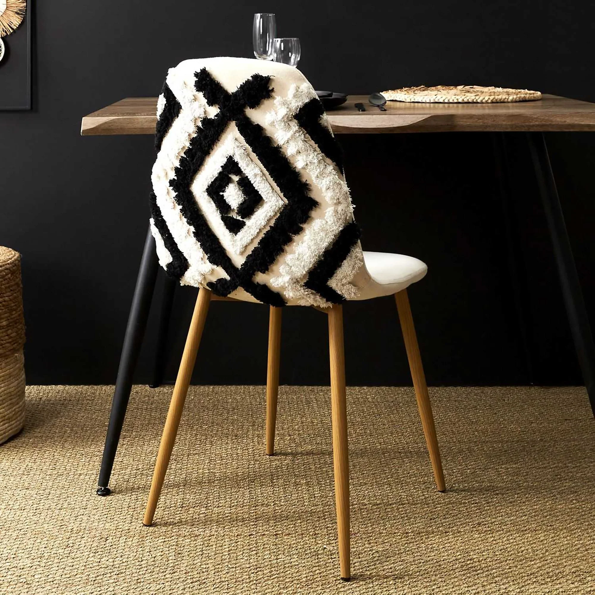 Chaise lagos pied métal imitation bois