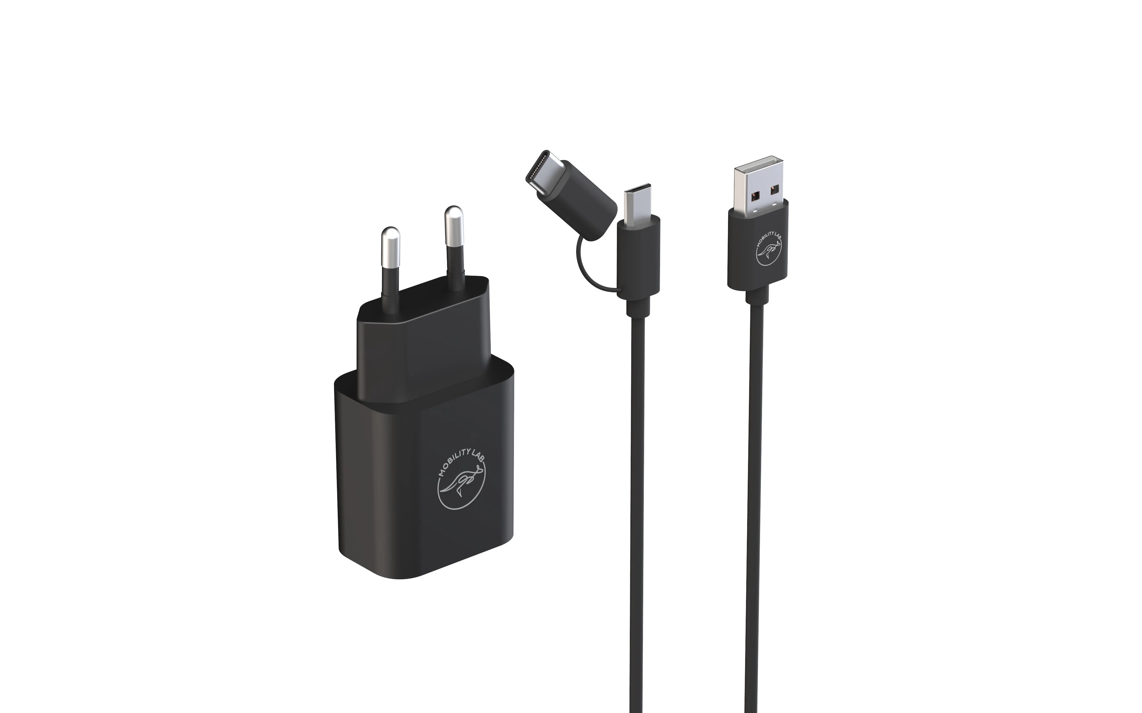 Chargeur secteur + 2 câble de charge USB et USB C