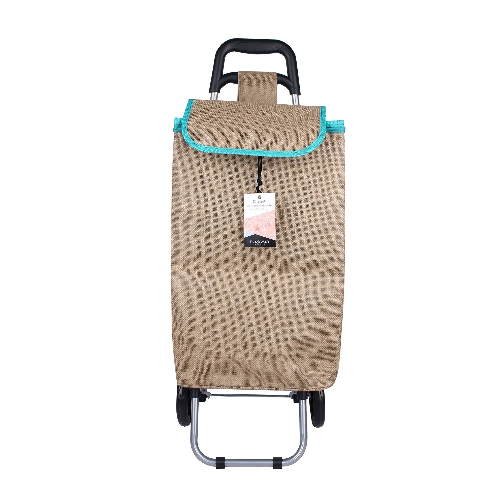 Chariot de courses en jute  - Vert