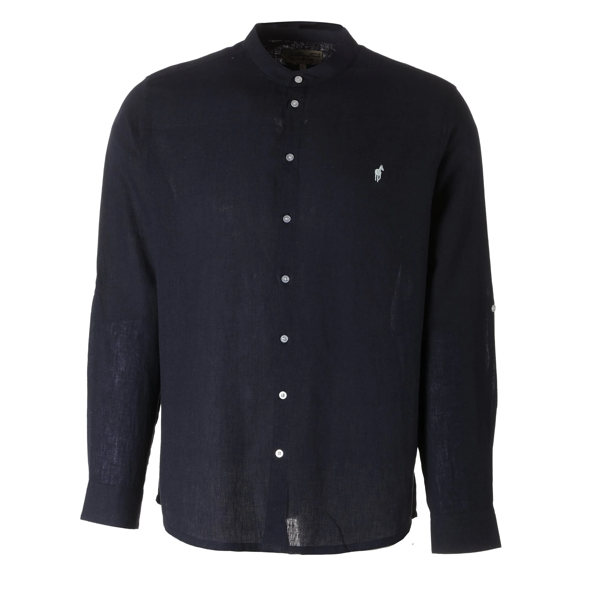 Chemise col mao - Bleu foncé