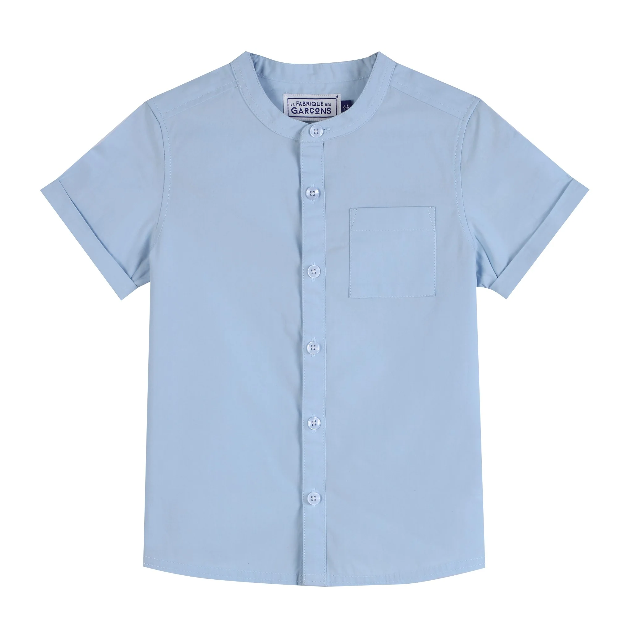 Chemise col mao  - Bleu