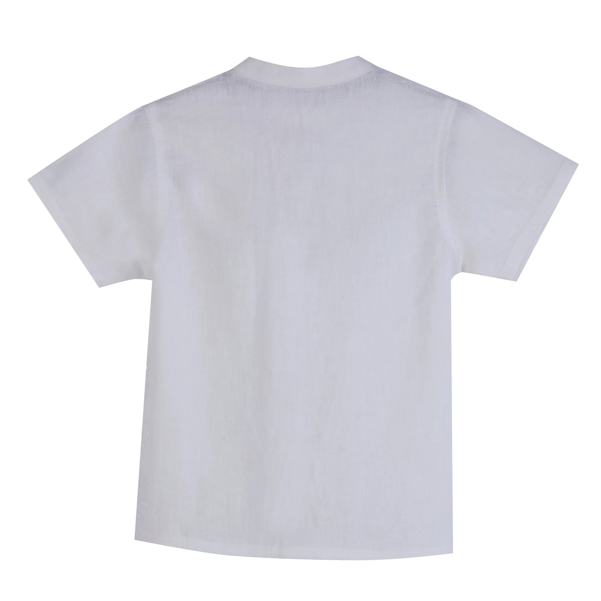 Chemise en lin manche courte - Blanc - Image 2