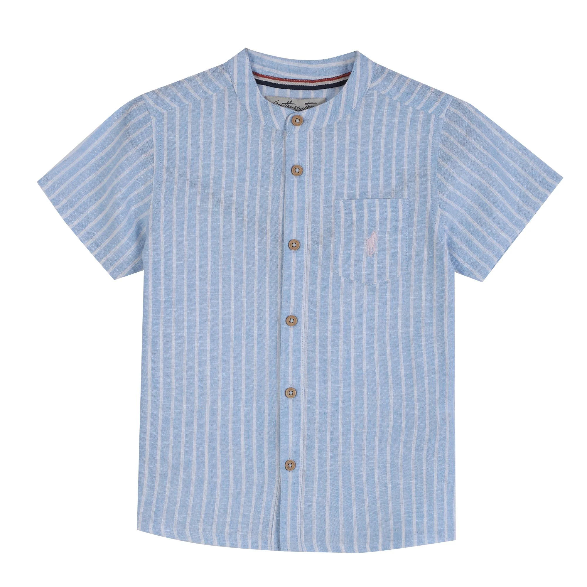 Chemise en lin manche courte - Bleu clair