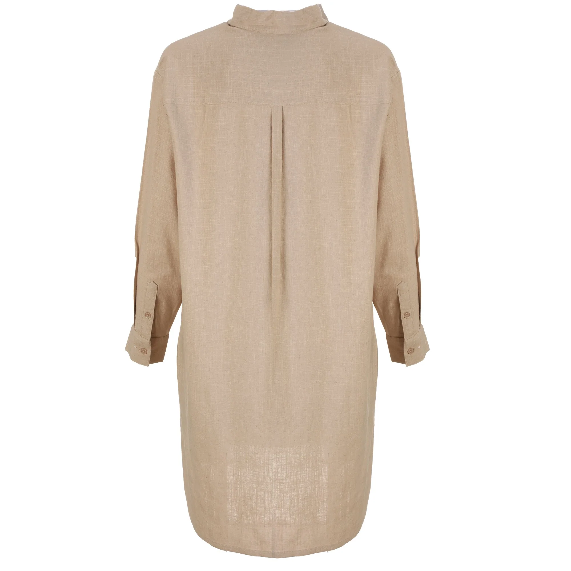 Chemise longue en lin mélangé - Beige - Image 2