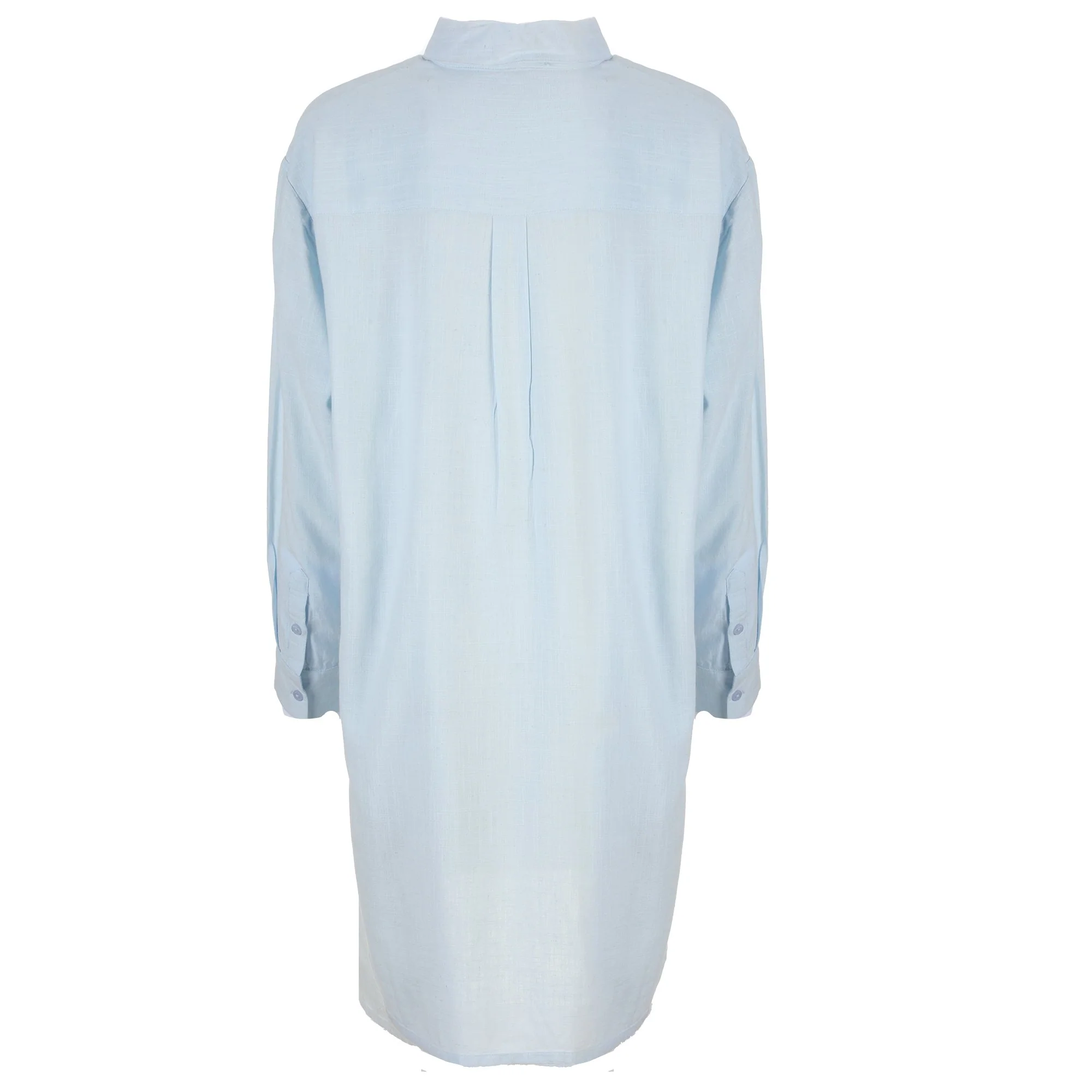Chemise longue en lin mélangé - Bleu clair - Image 2
