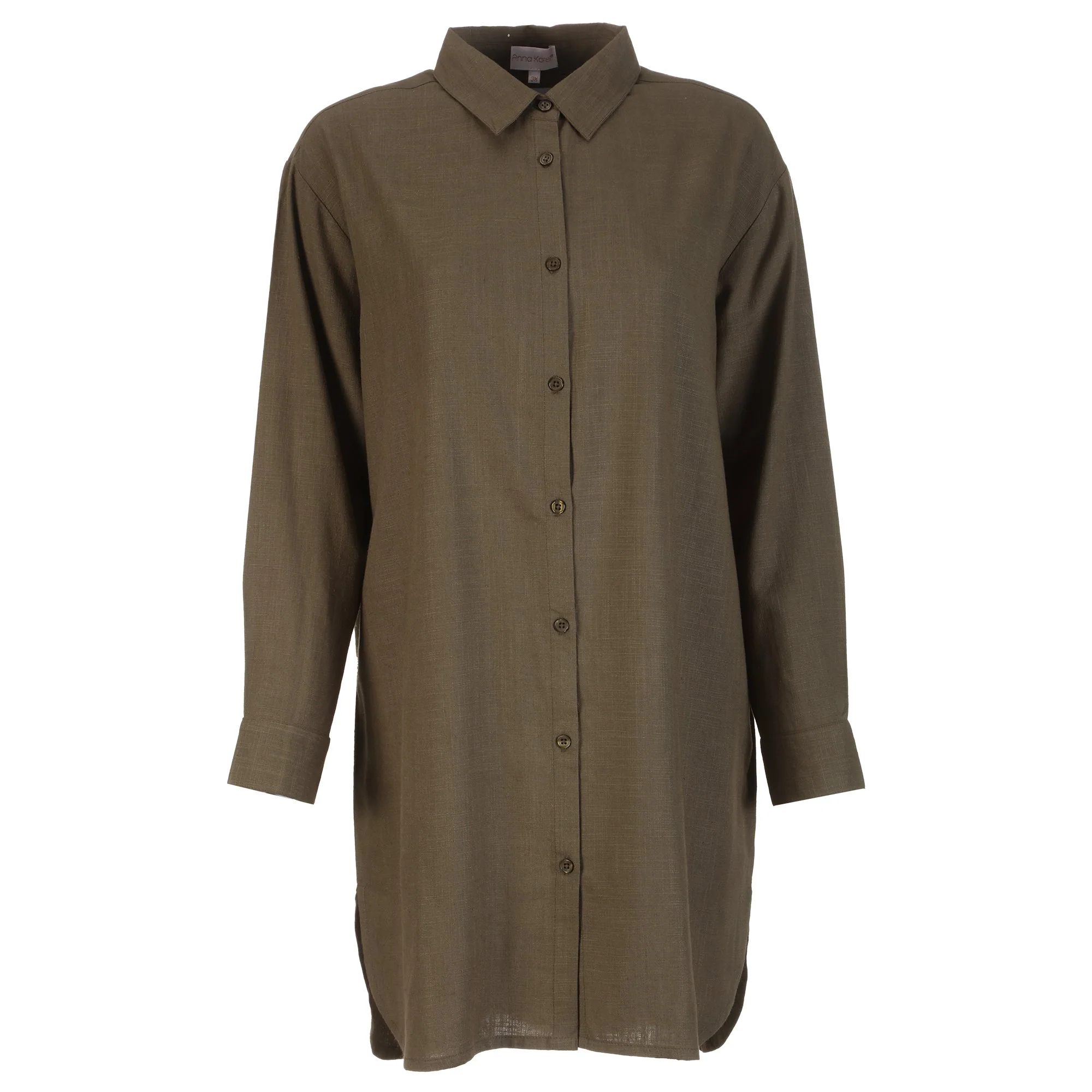 Chemise longue en lin mélangé - Kaki