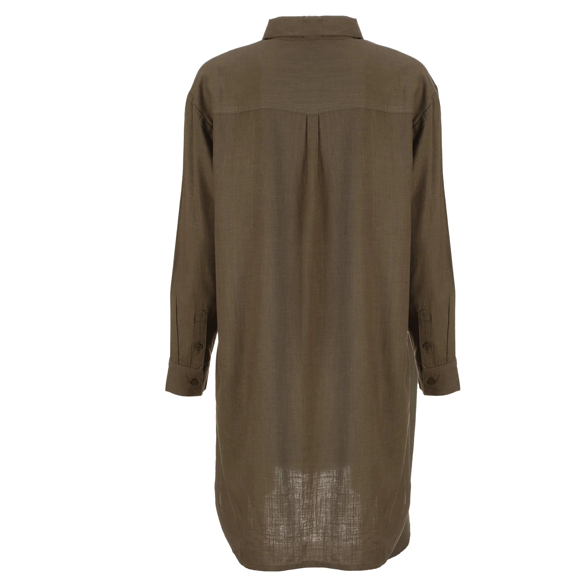 Chemise longue en lin mélangé - Kaki - Image 2