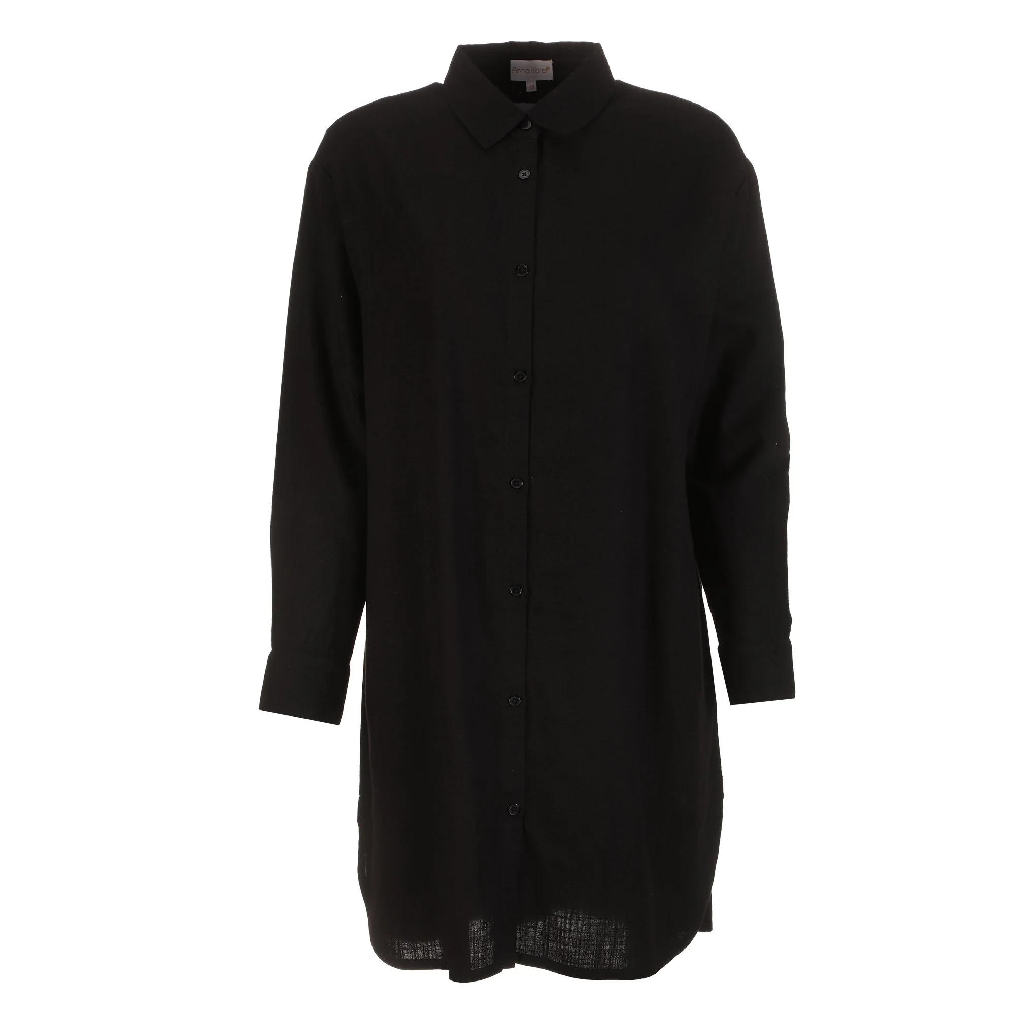Chemise longue en lin mélangé - Noir