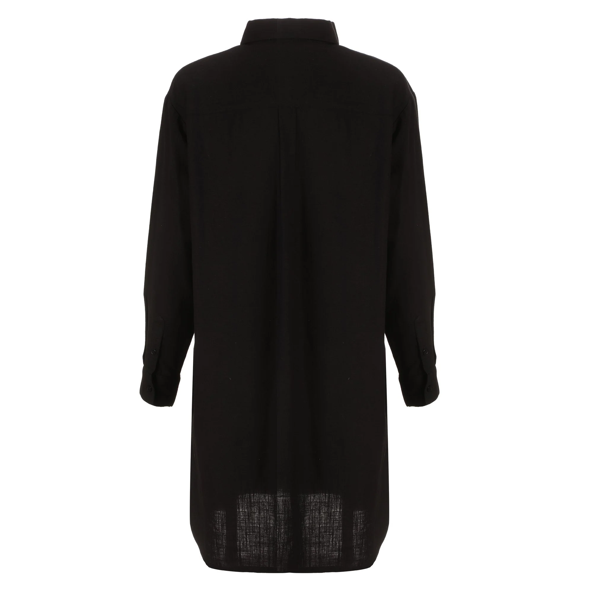 Chemise longue en lin mélangé - Noir - Image 2