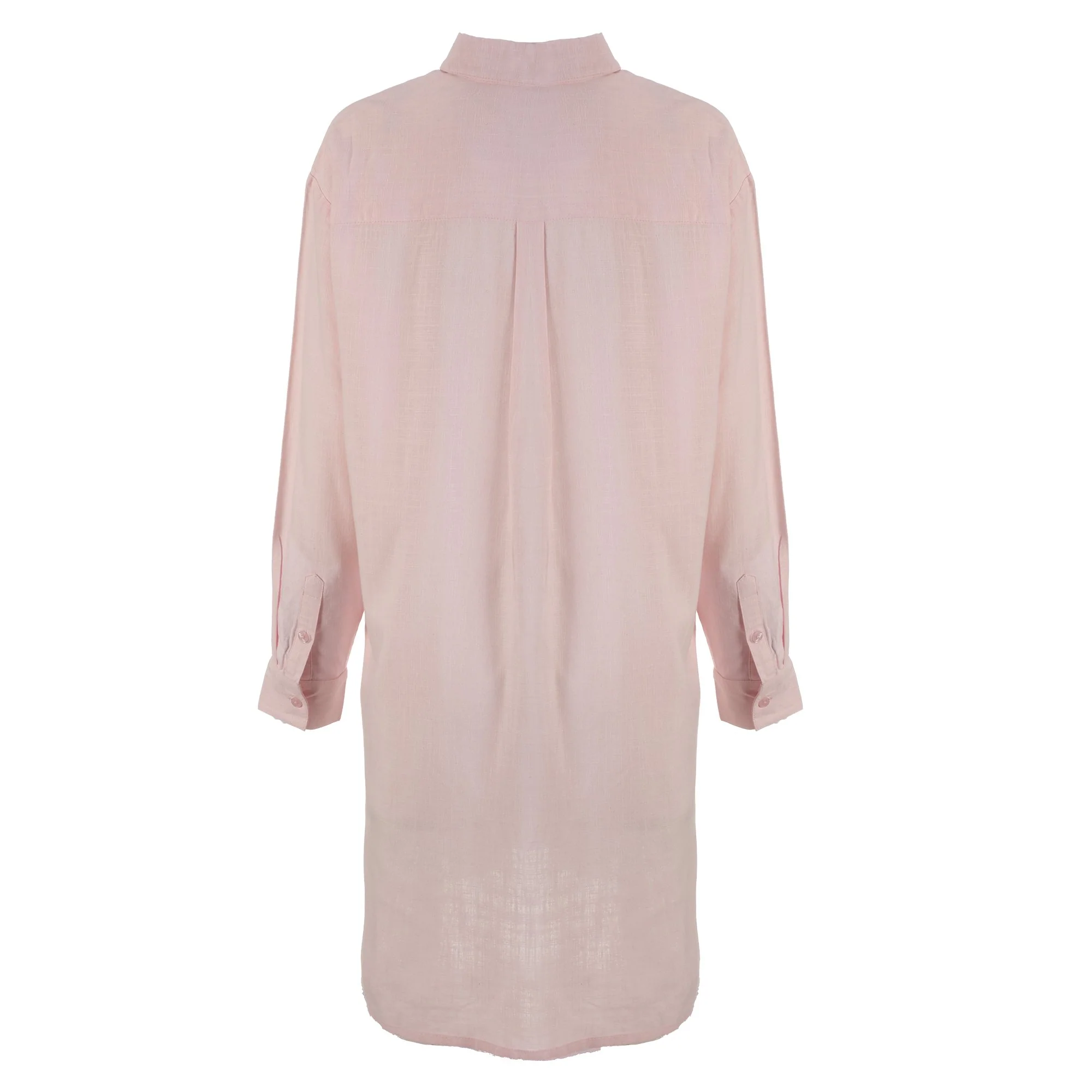 Chemise longue en lin mélangé - Rose - Image 2