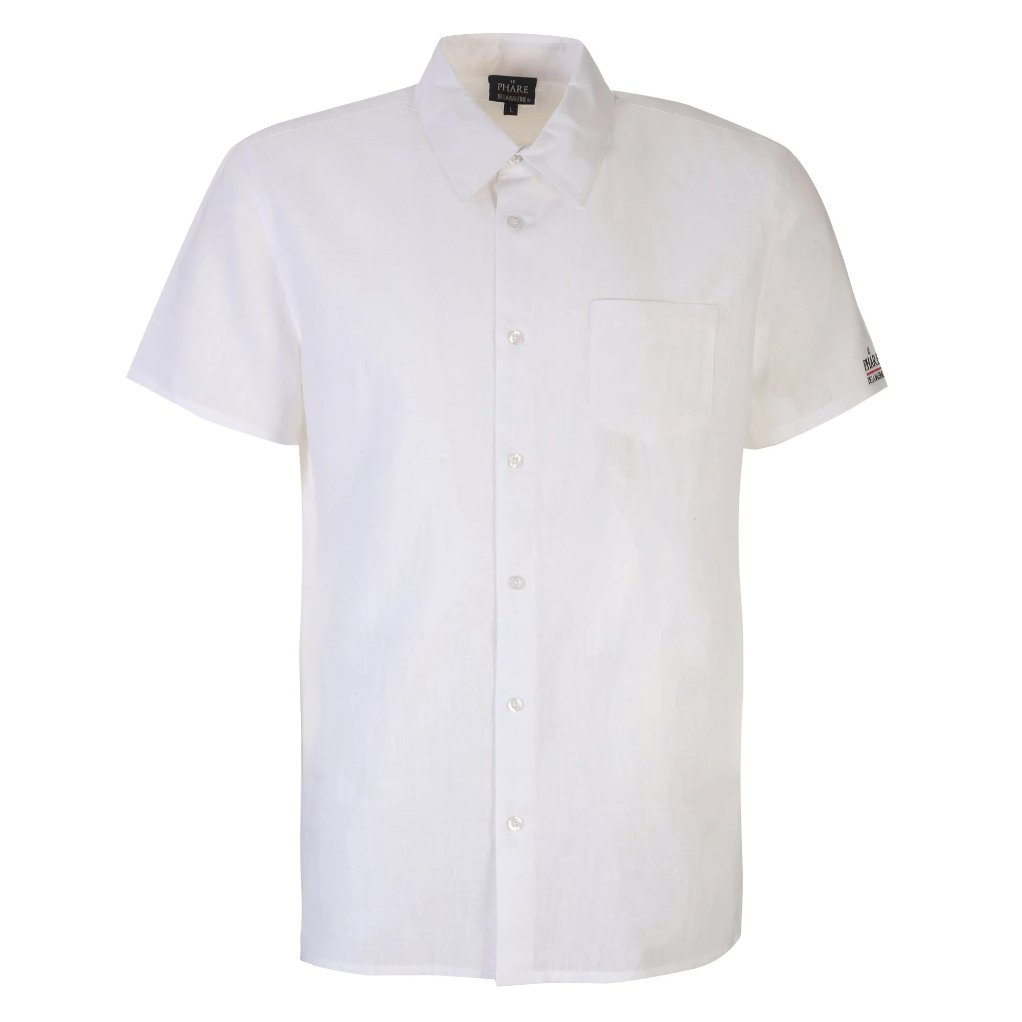 Chemise manches courtes en lin mélangé - Blanc
