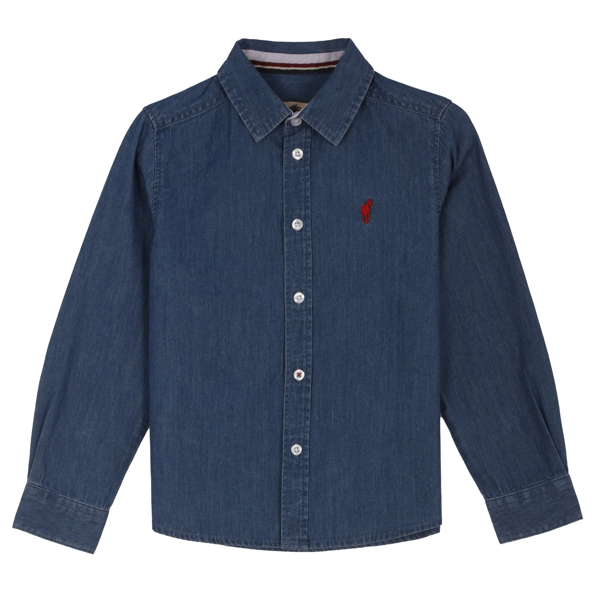 Chemise manches longues avec broderie 3/12 ans - Bleu - Image 5
