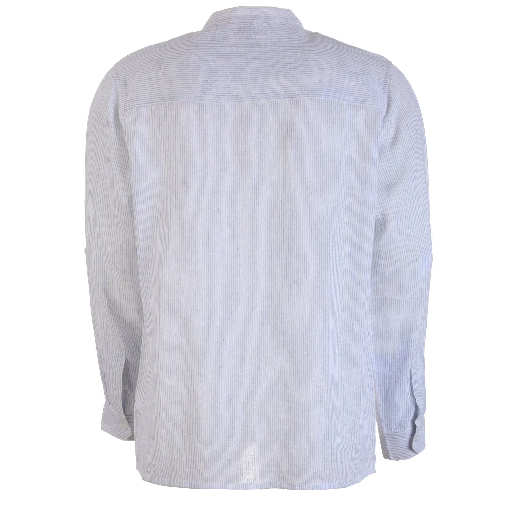 Chemise manches longues col mao lin et coton - Blanc - Image 2