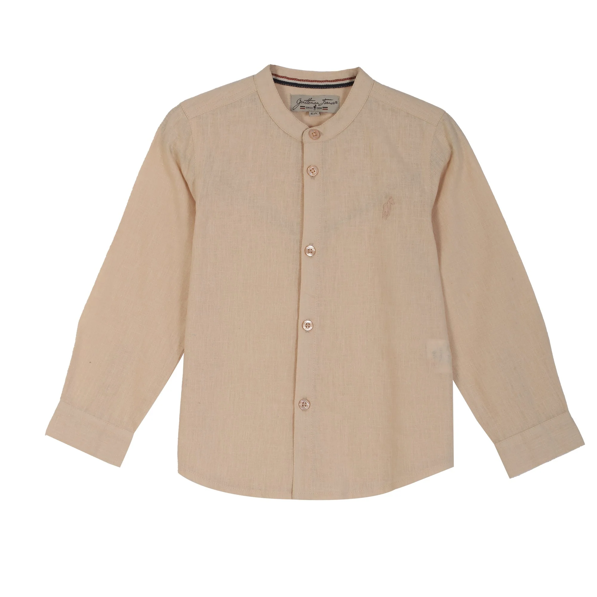Chemise manches longues lin 3/12 ans  - Beige