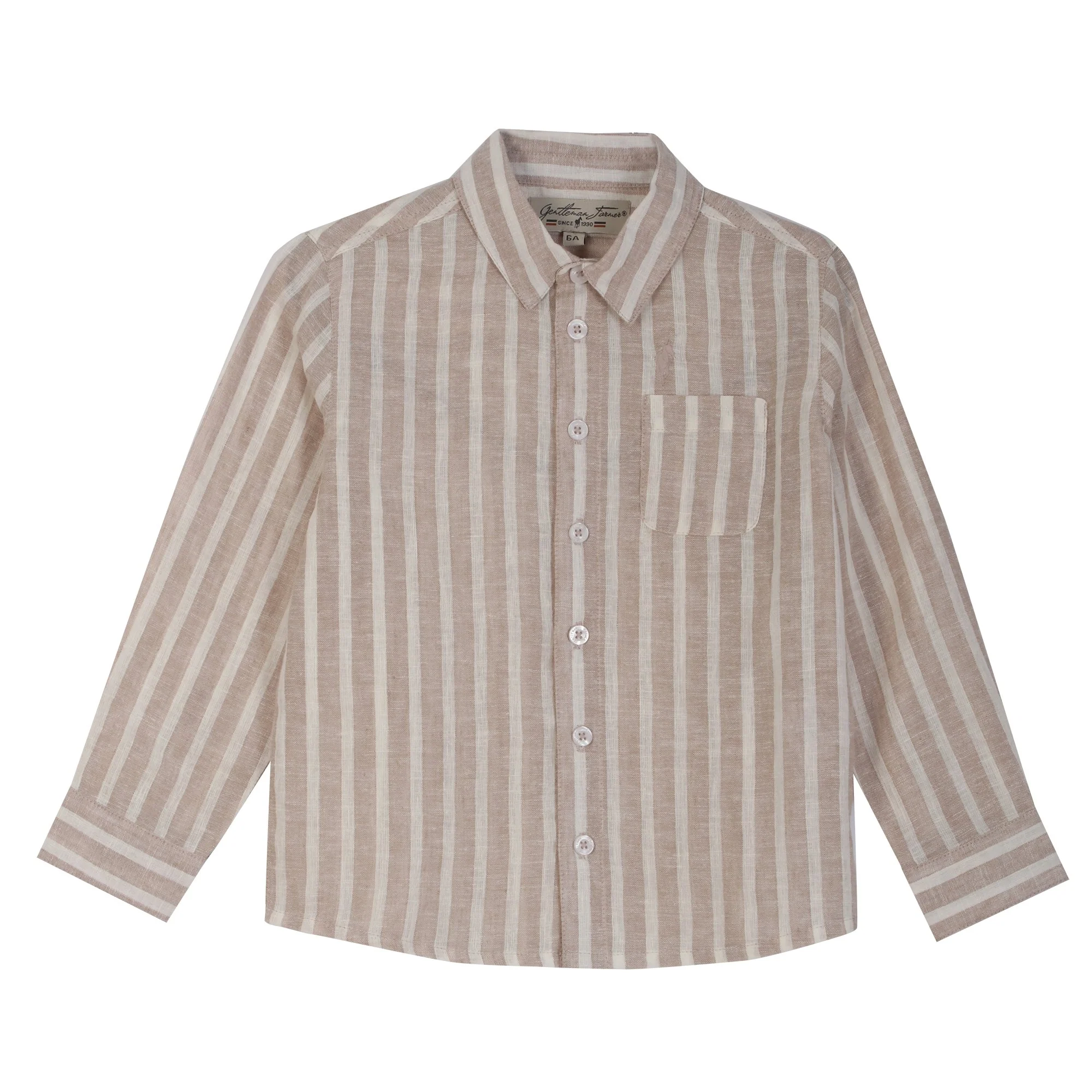 Chemise manches longues lin 3/12 ans  - Beige