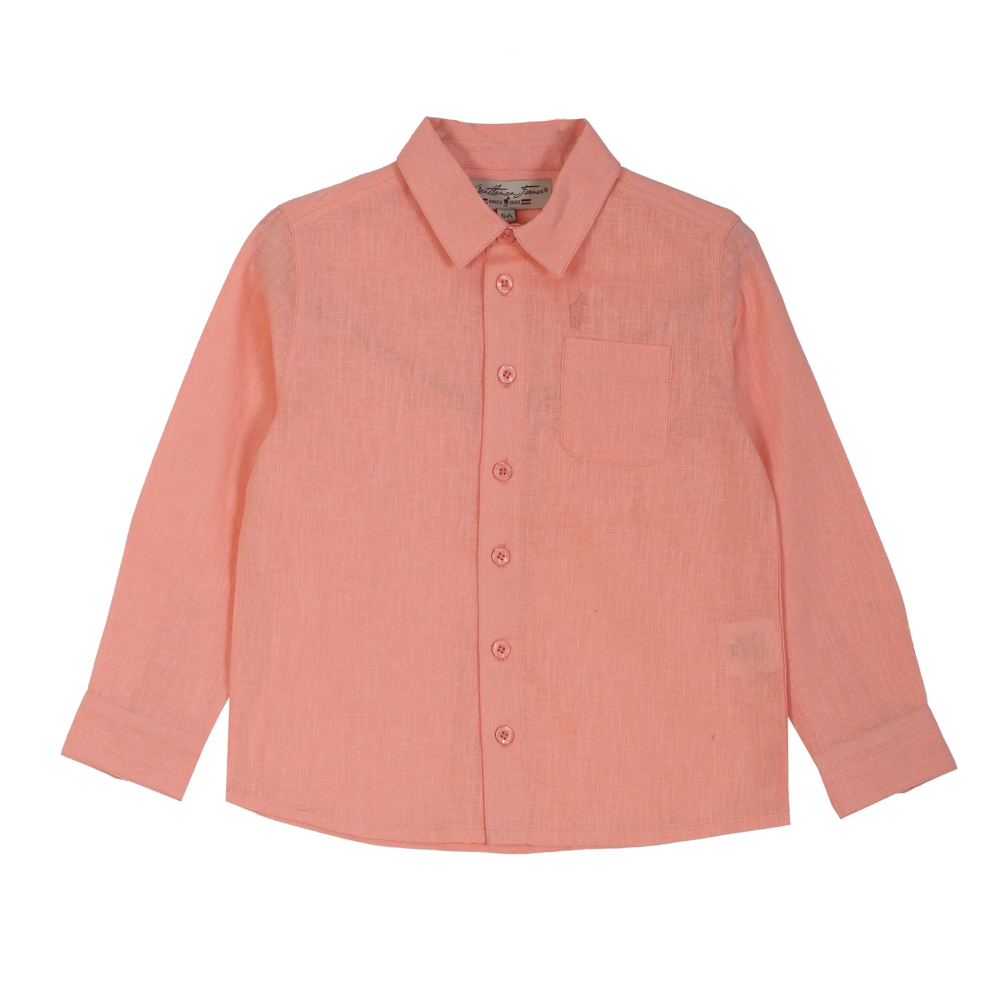Chemise manches longues lin 3/12 ans  - Orange