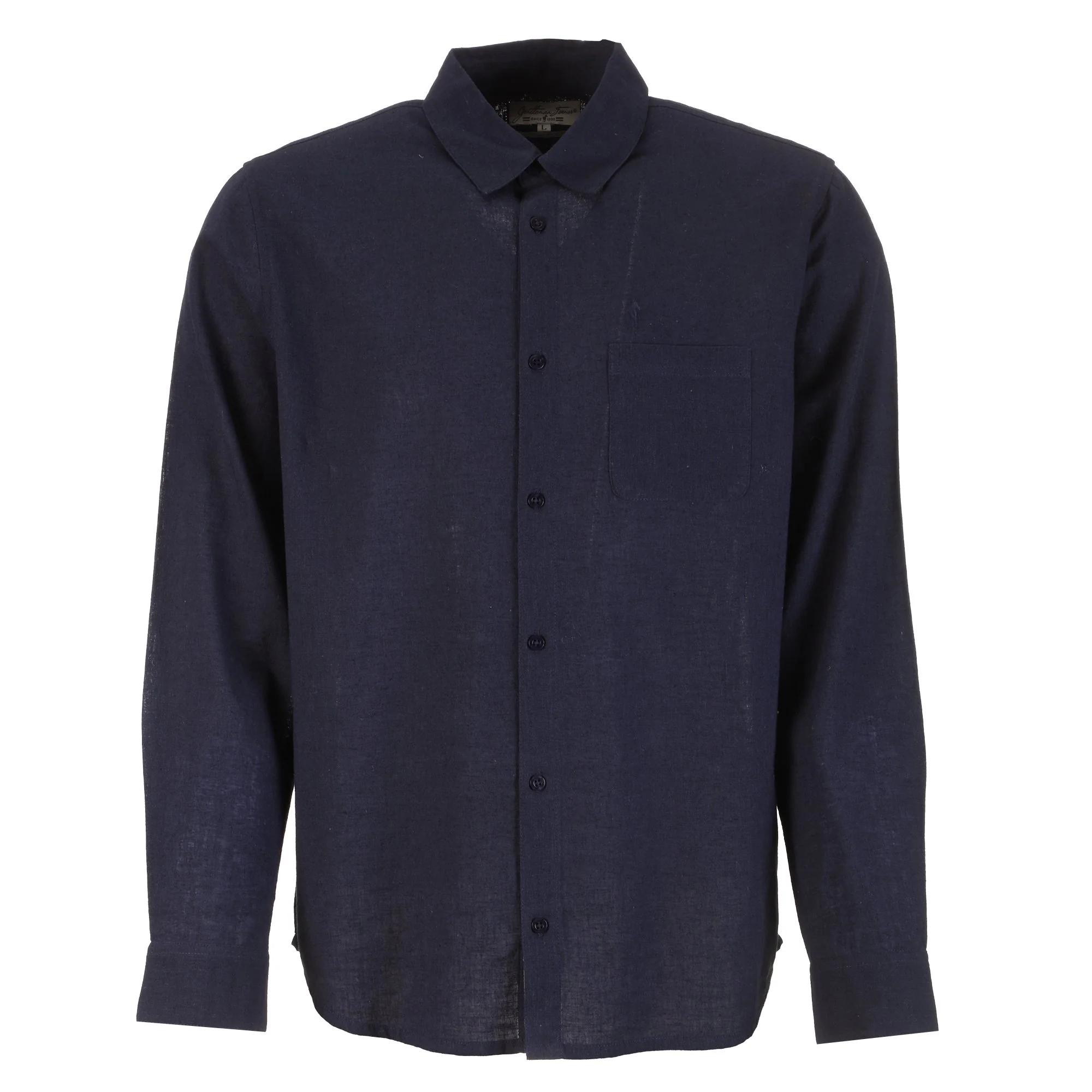 Chemise manches longues lin et coton - Bleu foncé