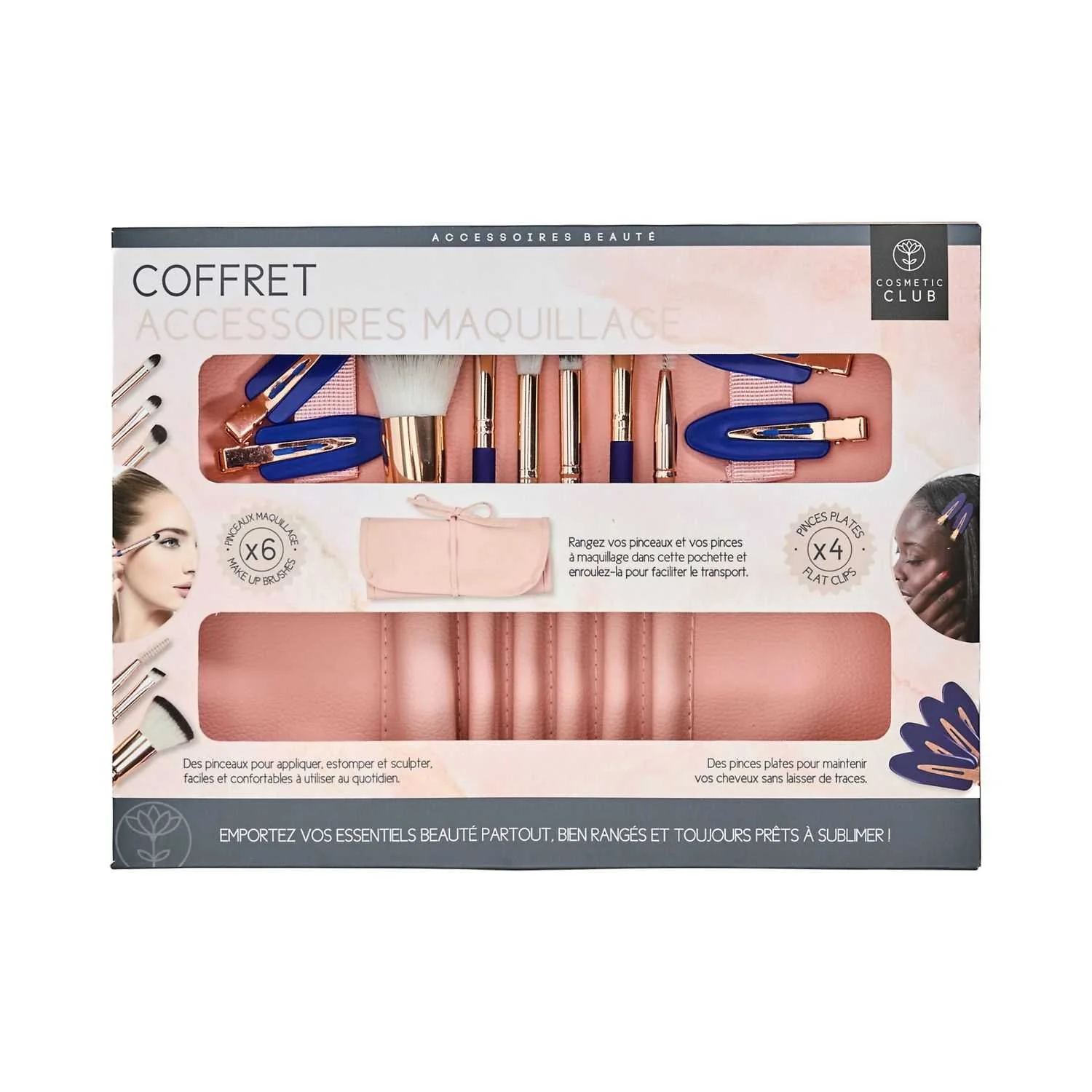 Coffret accessoires maquillage 10 pièces pinces et pinceaux - Image 3
