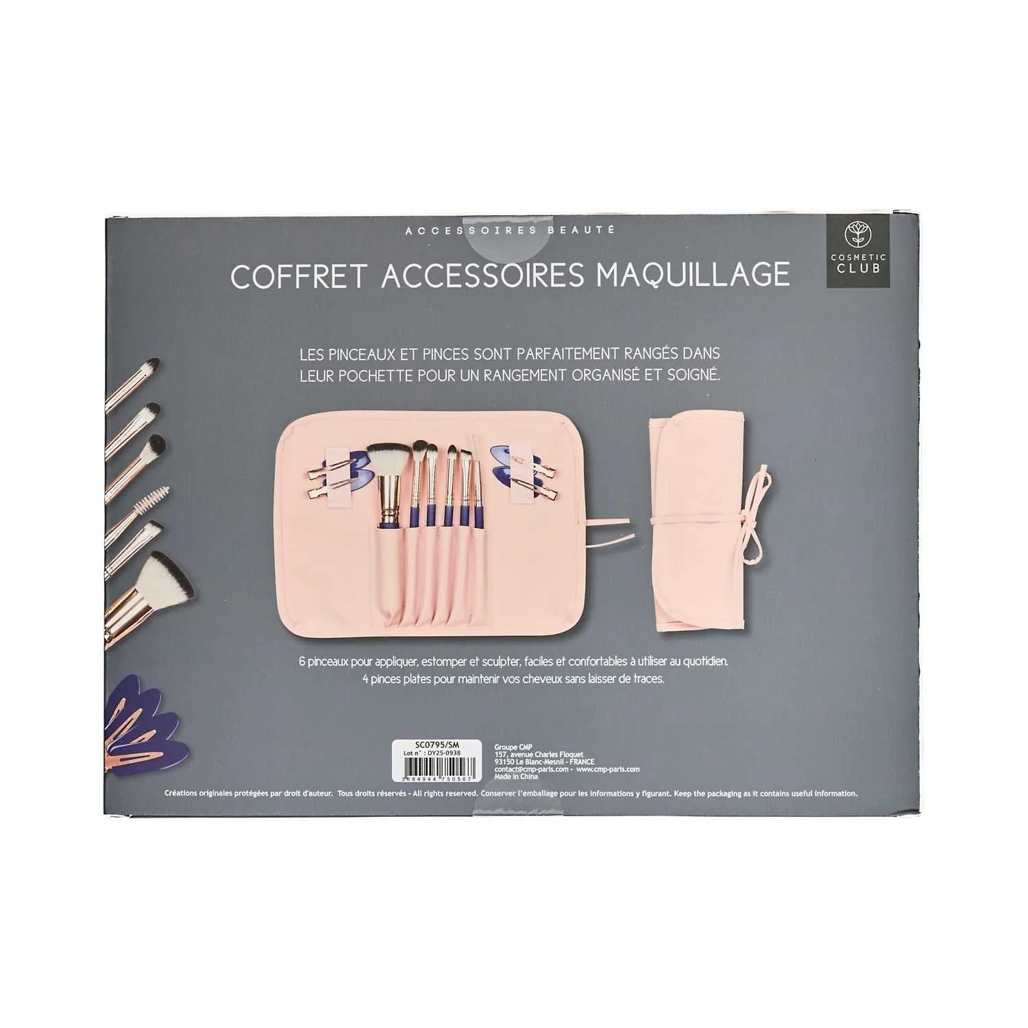 Coffret accessoires maquillage 10 pièces pinces et pinceaux - Image 4