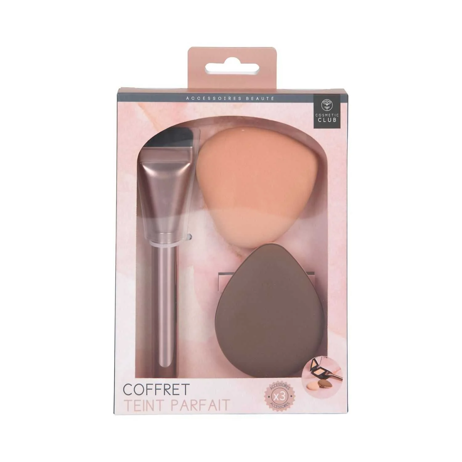 Coffret teint parfait 3 pièces avec pinceau fond de teint et 2 houpettes - Image 3