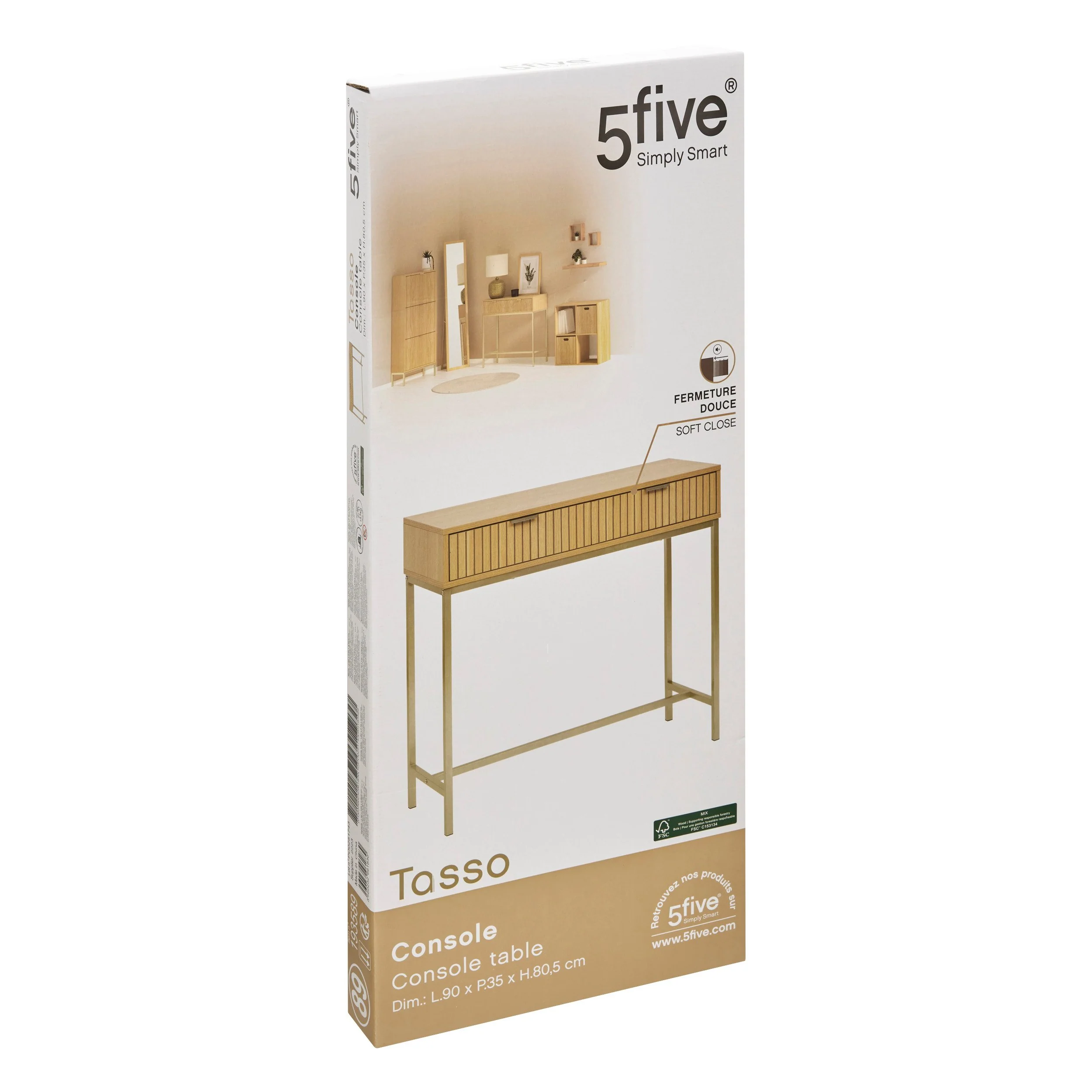 Console Tasso 2 tiroirs effet bois naturel - Image 2