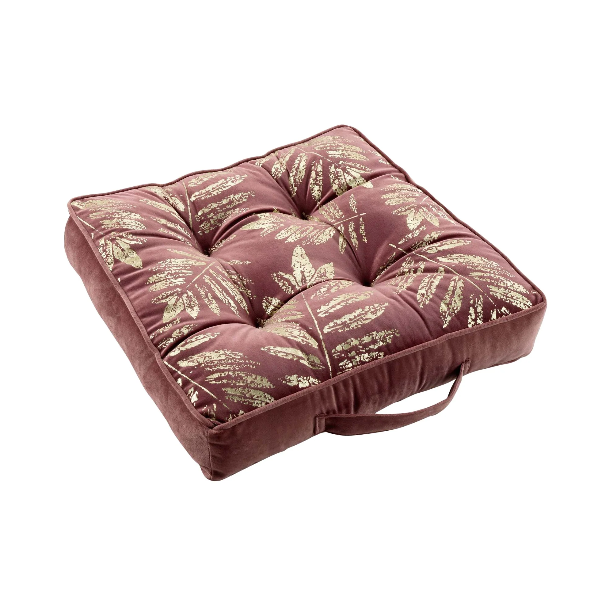 Coussin de sol 40x40x8 cm velours métallisé rose