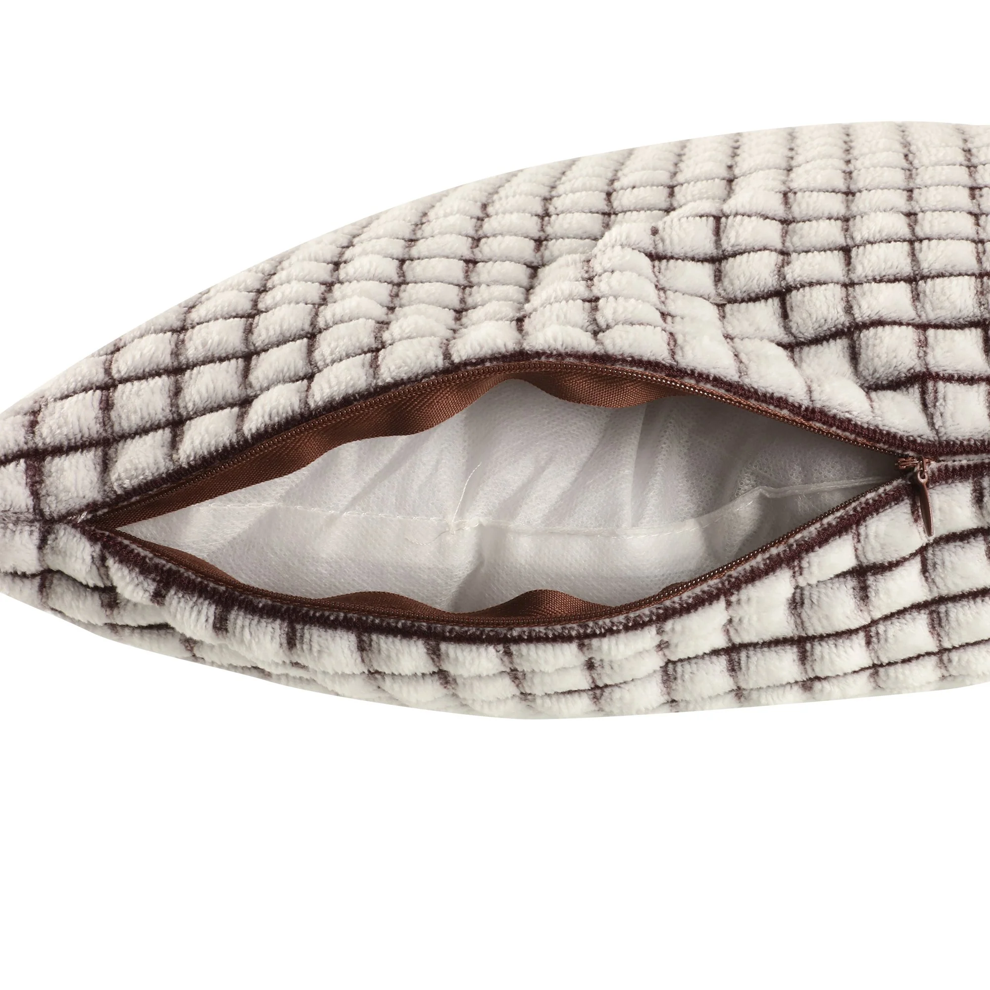 Coussin en flanelle quadrillée 40x40cm - Marron - Image 3
