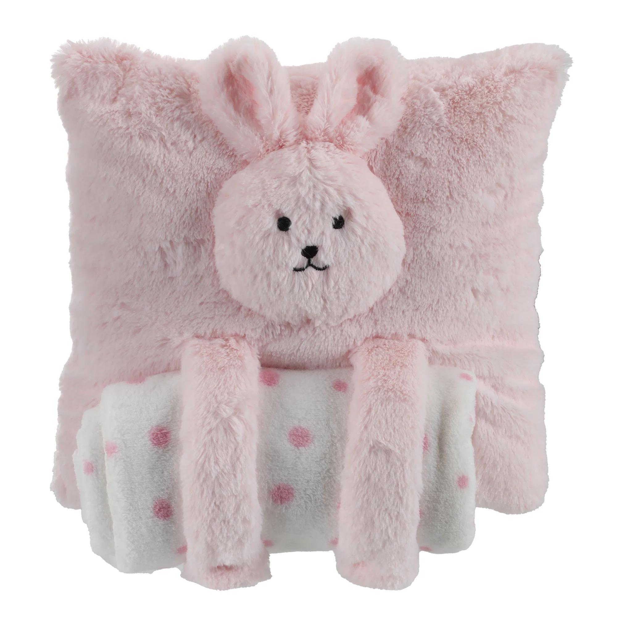 Coussin + plaid intégré animal  - Rose