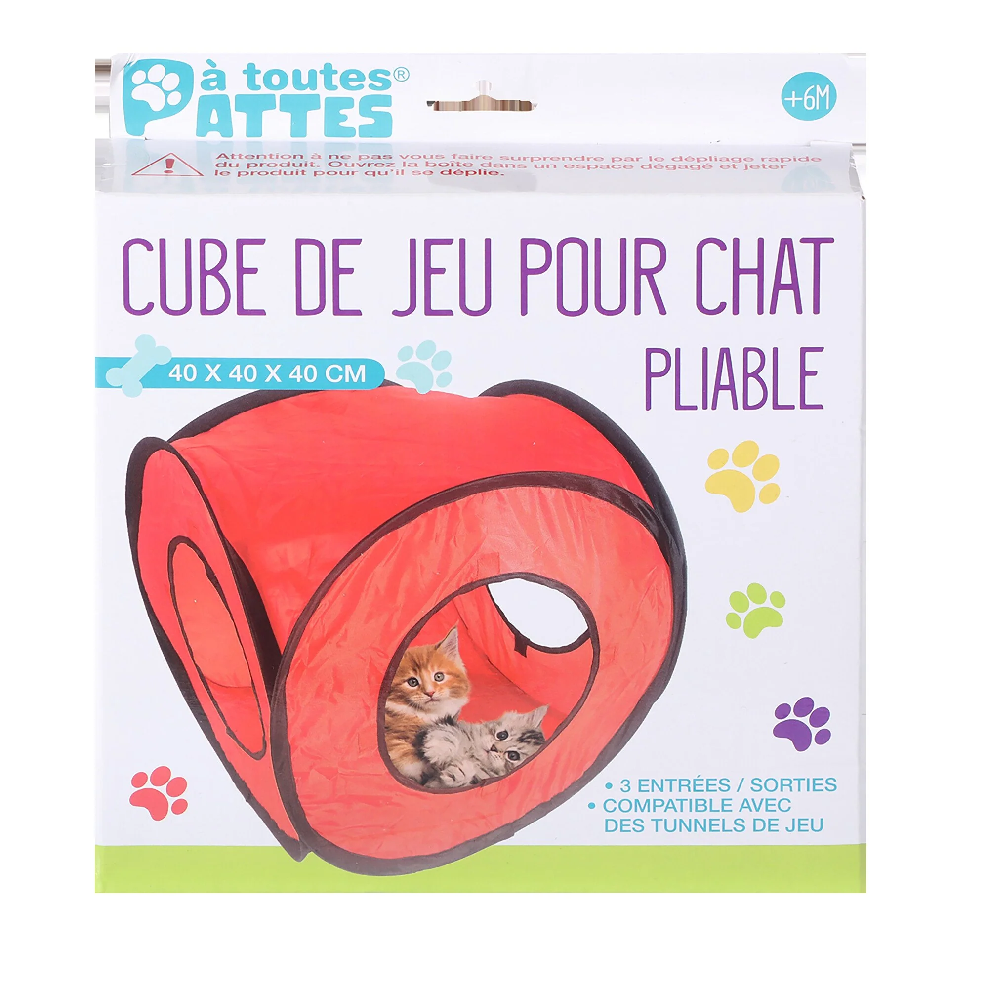 Cube de jeu pliable pour chat - Rouge