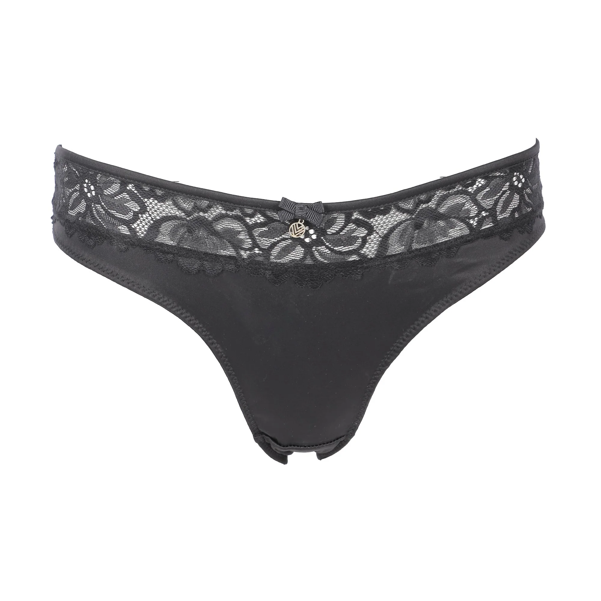 Culotte dentelle et satin noir - Noir