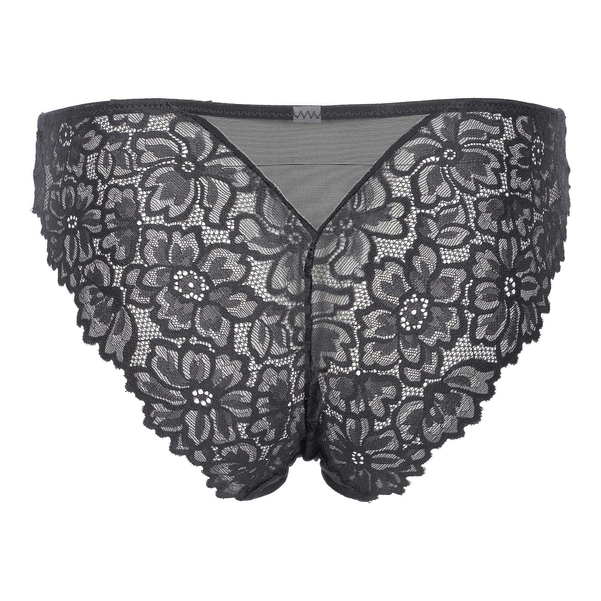 Culotte dentelle et satin noir - Noir - Image 2