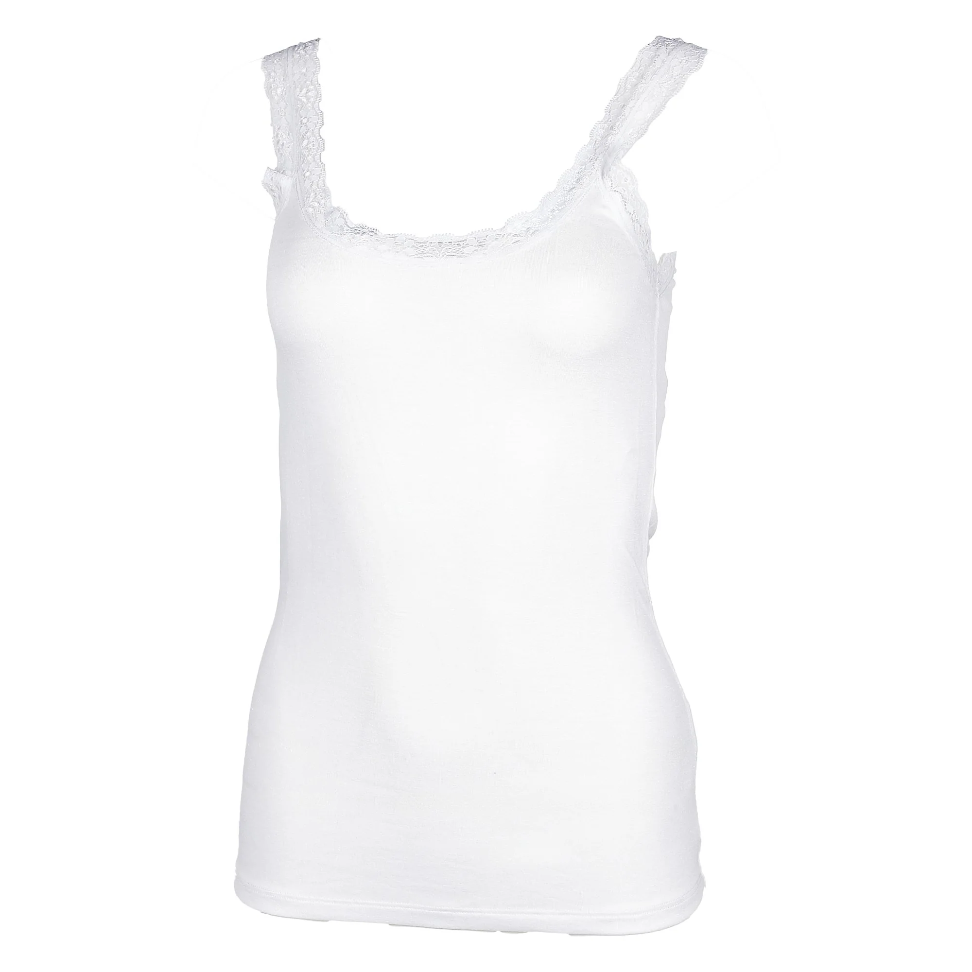 Débardeur avec encolure en dentelle - Blanc - Image 2