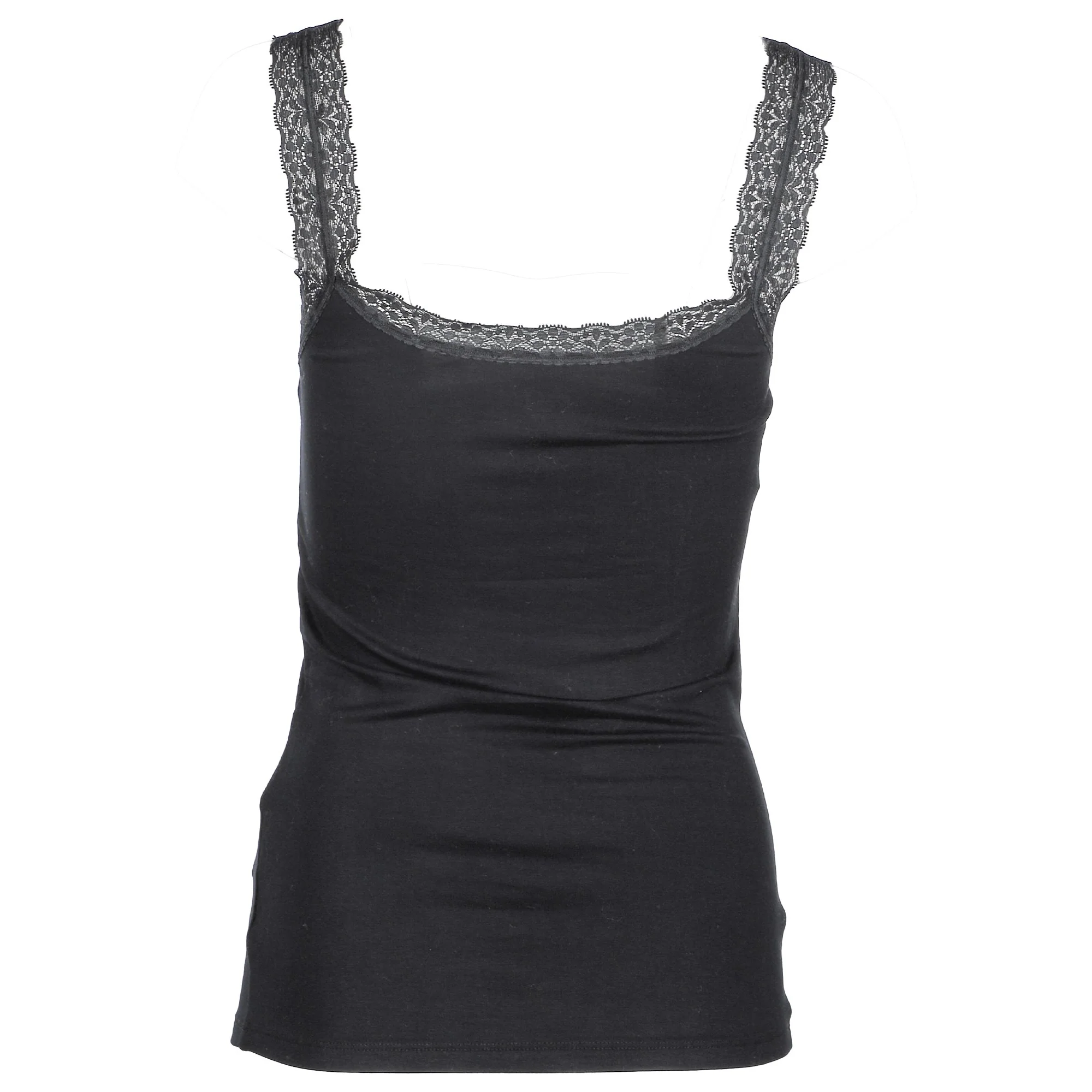Débardeur avec encolure en dentelle - Noir - Image 3