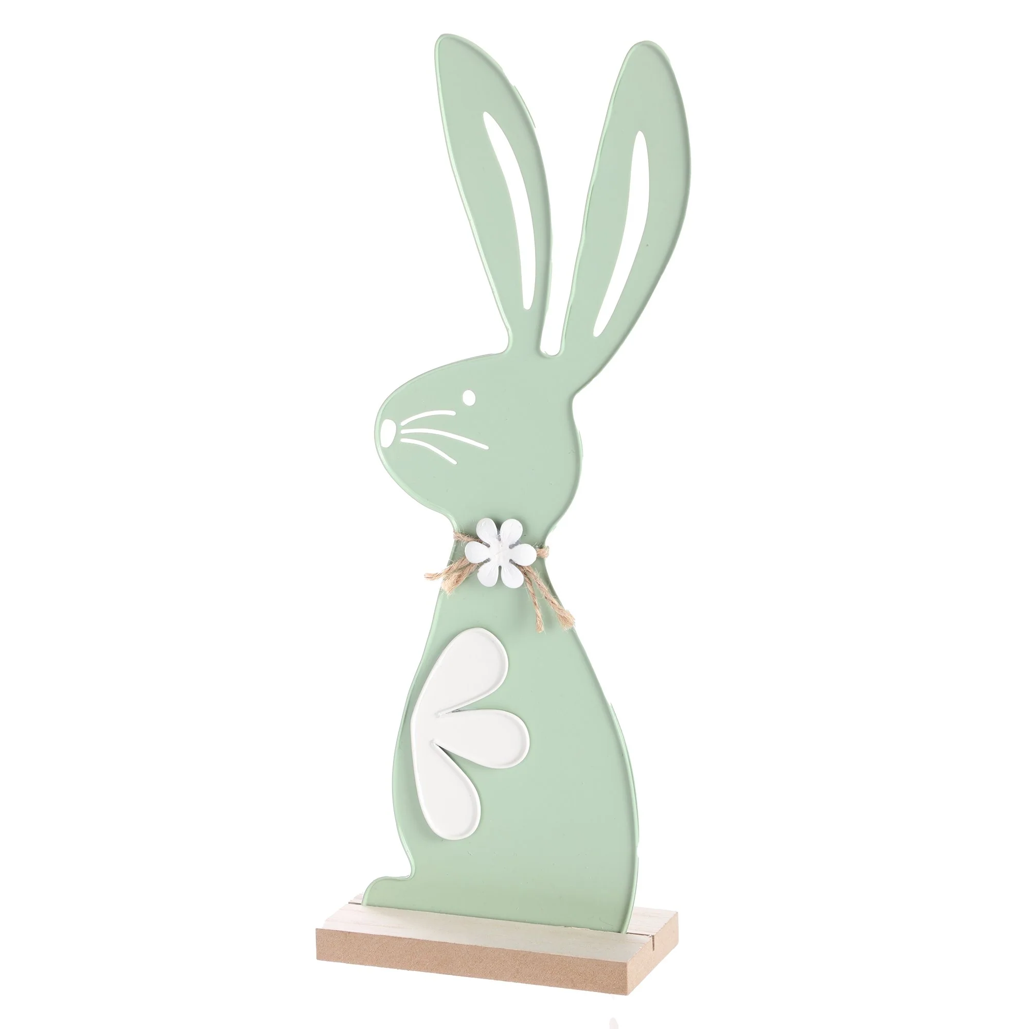 Déco lapin en métal avec socle