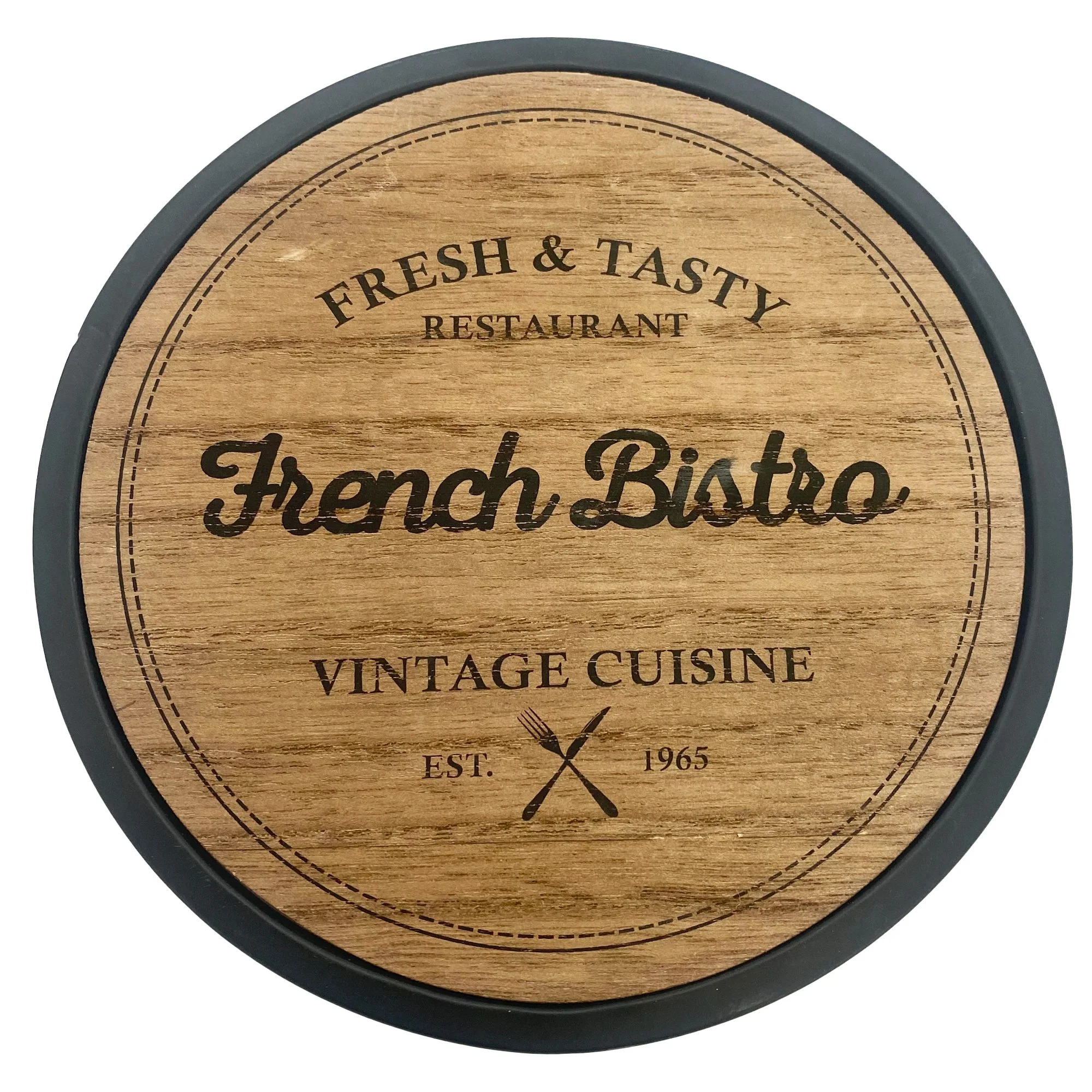 Dessous de plat + métal noir bistro 20 cm - Marron