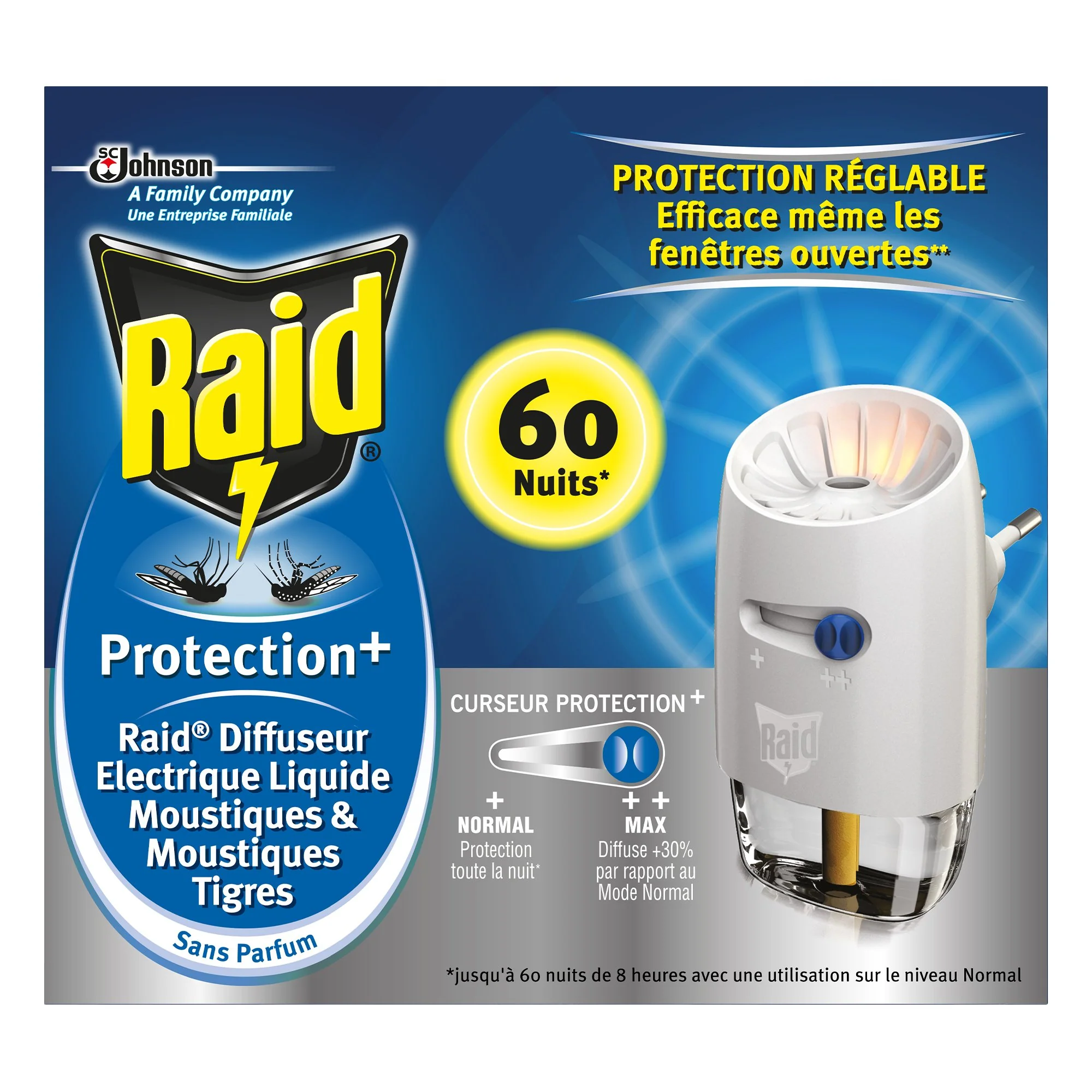 DIFFUSEUR ELECTRIQUE PROTECTION AVEC 1 RECHARGE 60 NUITS