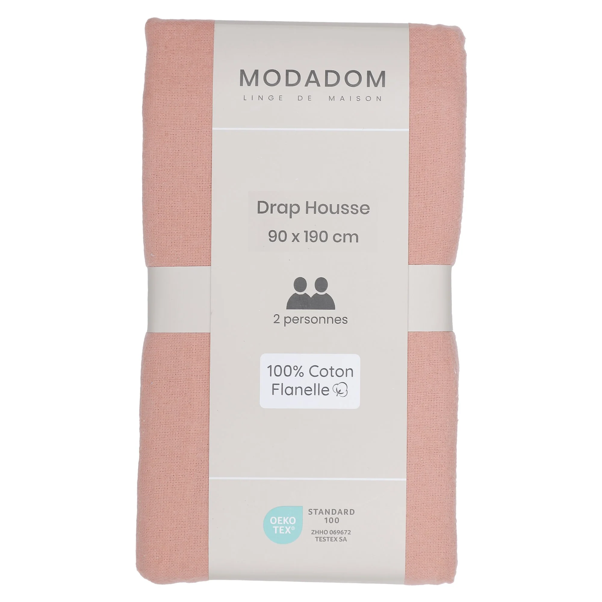 Drap housse 90x190cm 100% coton - Rose