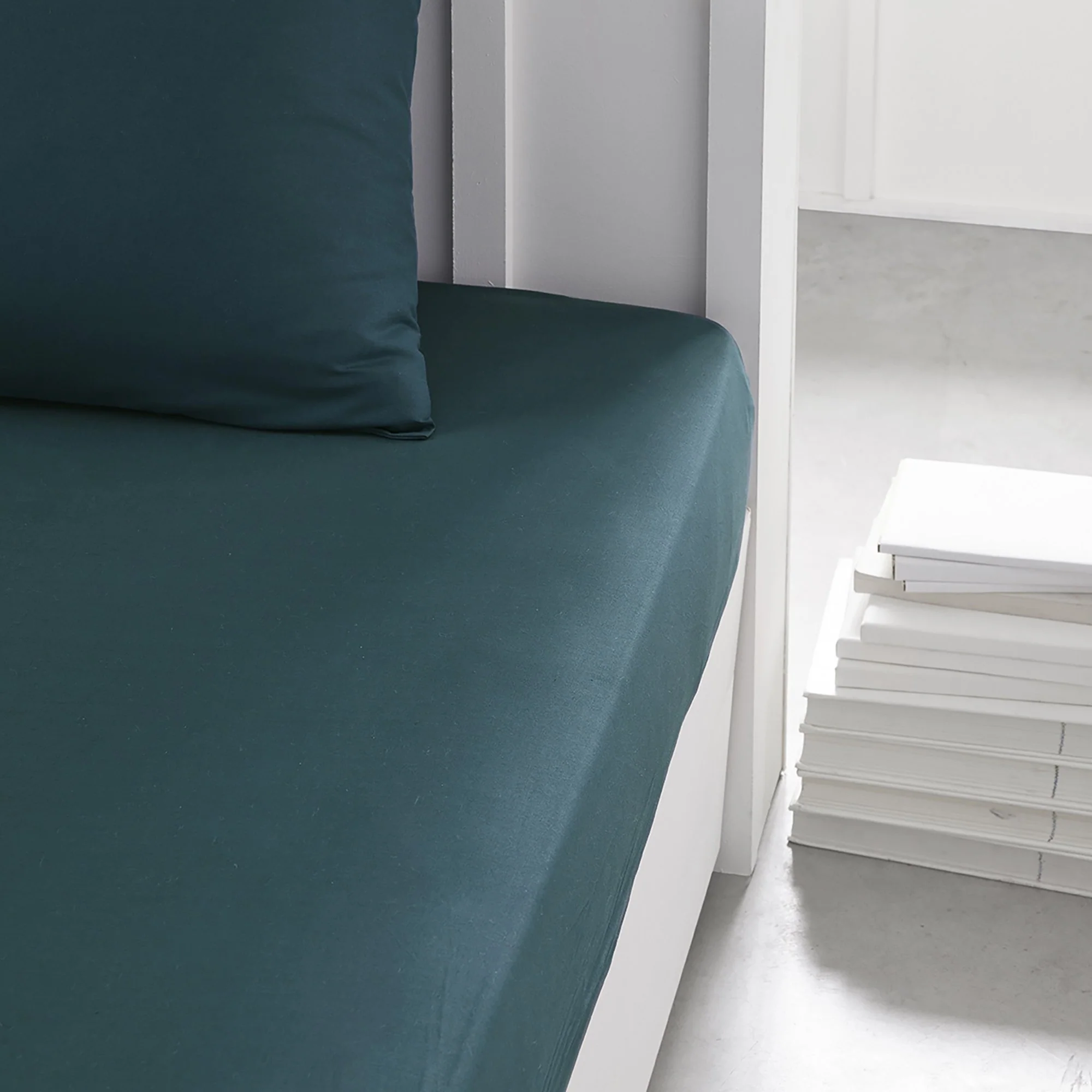 Drap housse bleu vert 160x200cm